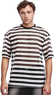 تيشرت مخطط شفاف سهل الارتداء للرجال من ريفين - اسود وابيض، متعدد الالوان، مقاس XL