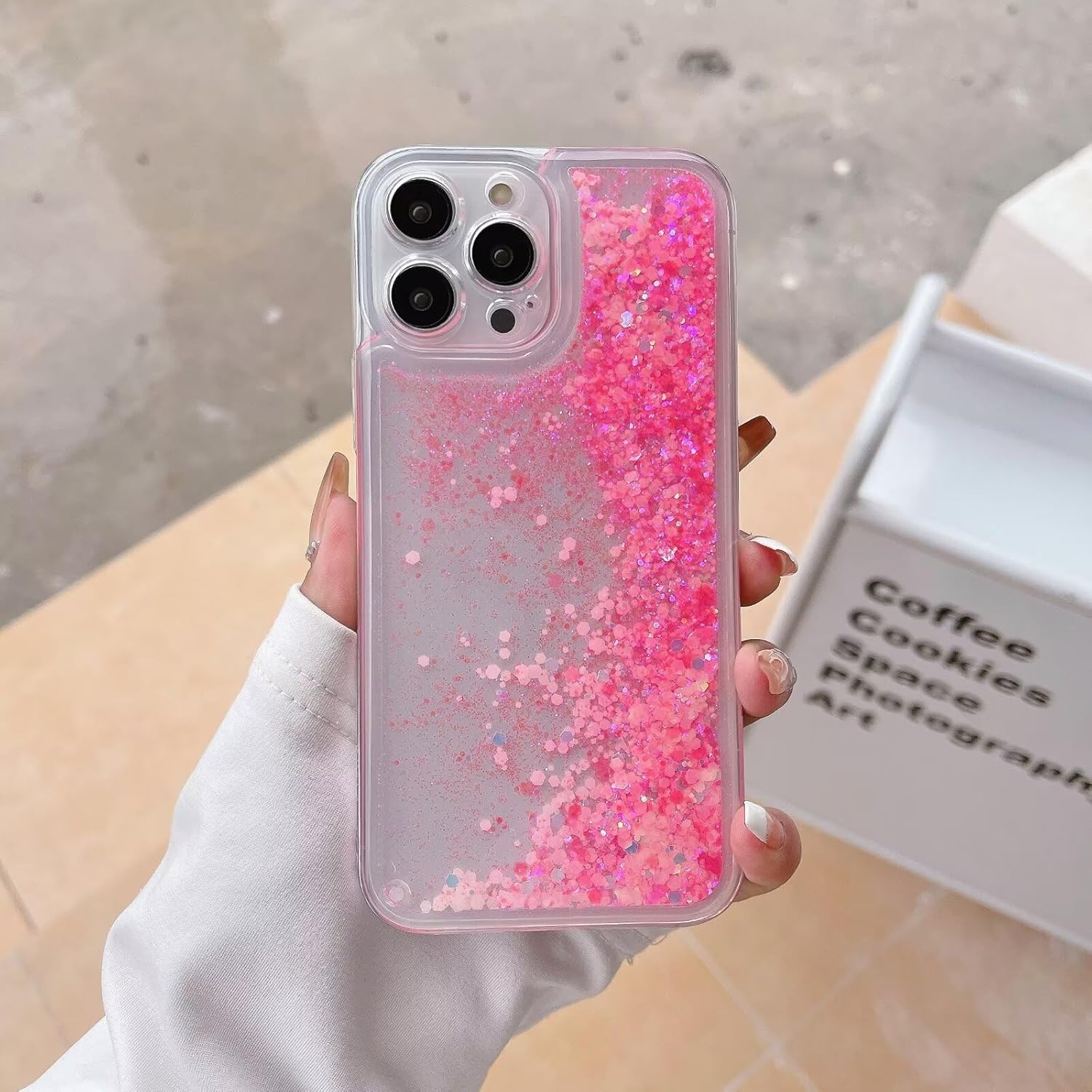 Miagon Luminous Effect Moving Quicksand Back Case Cover for iPhone 16 Pro Max,Noctilucent Glow in The Dark Flowing Glitter Sparkle Liquid Clear Bumper - Image 3