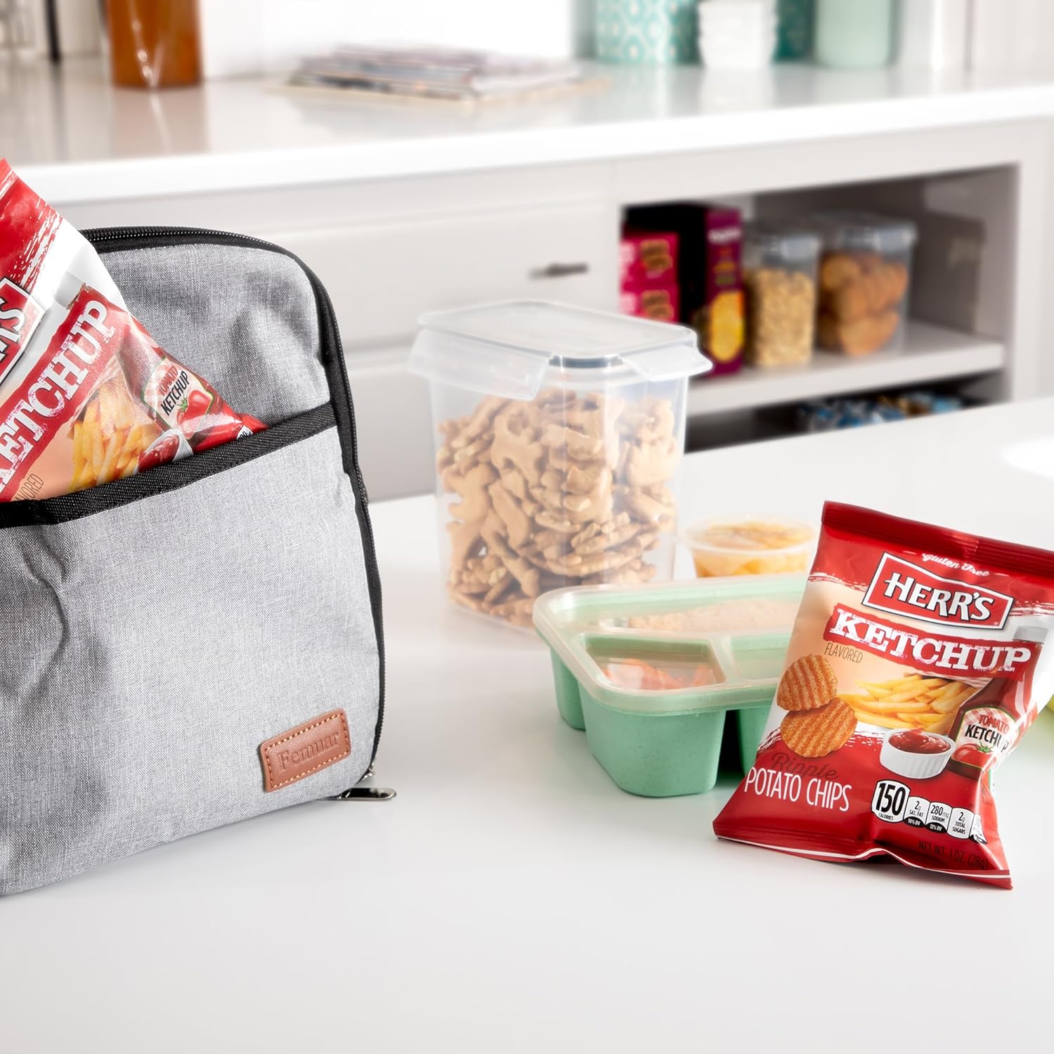 Herr's Ketchup Ripple Potato Chips (Pack of 24, 1 Ounce Bags) – Bold and Tangy Ketchup-Flavored Chips – Fun for Snacking and Sharing