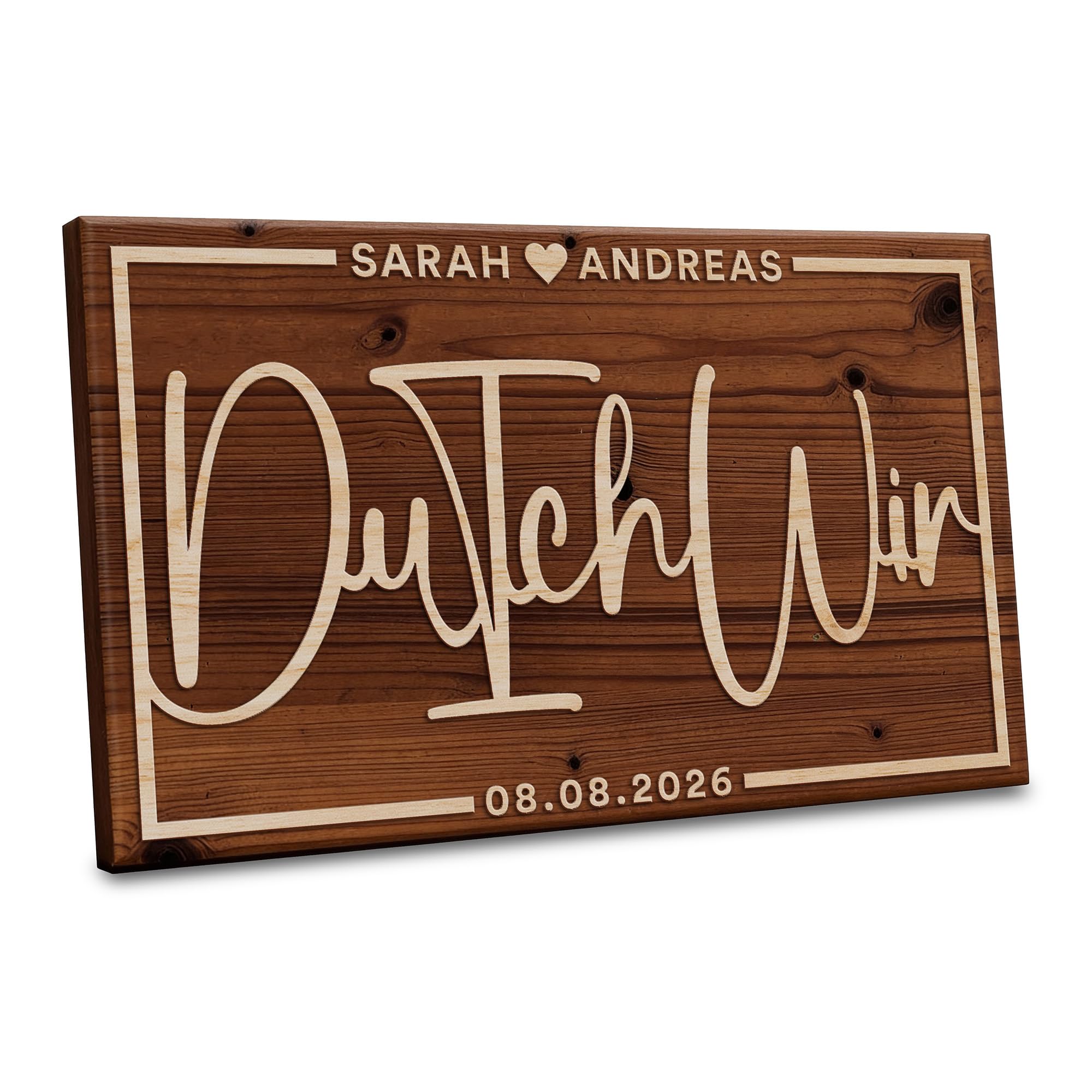 ARTFAVES® Personalisiertes Holzbild - Du-Ich-Wir - individuelles, persönliches Schild aus Holz, Geschenk zur Hochzeit, Valentinstag, Kennenlerntag, Verlobung, Wohnung Einzug