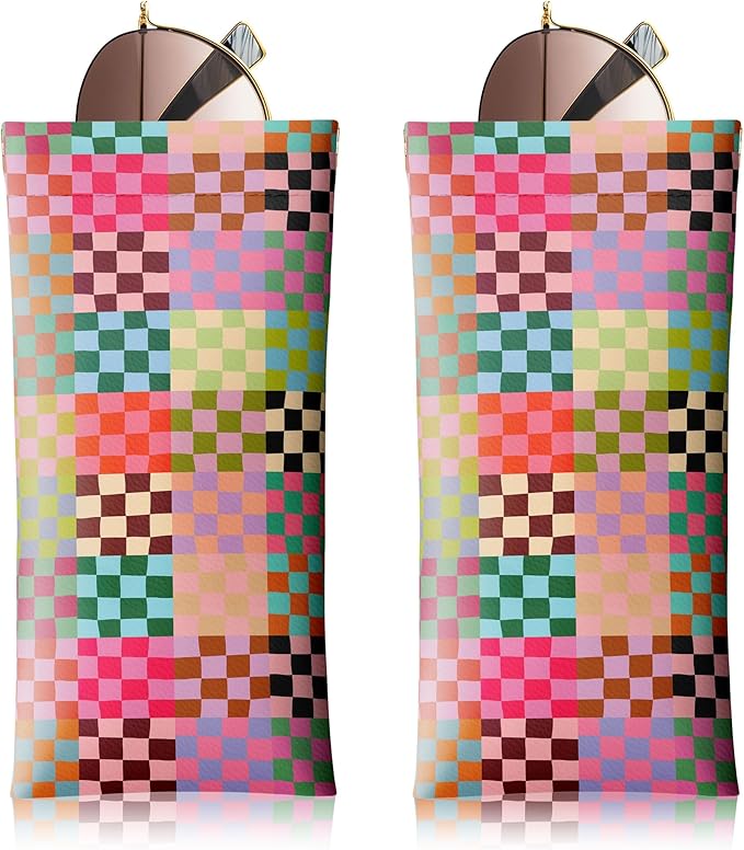 LVYUNF 2 Pcs Sunglasses Eyeglass Glasses Case, Soft Sunglass Case Portable Pu Leather Eye Glass Glasses Bag Anti-Scratch