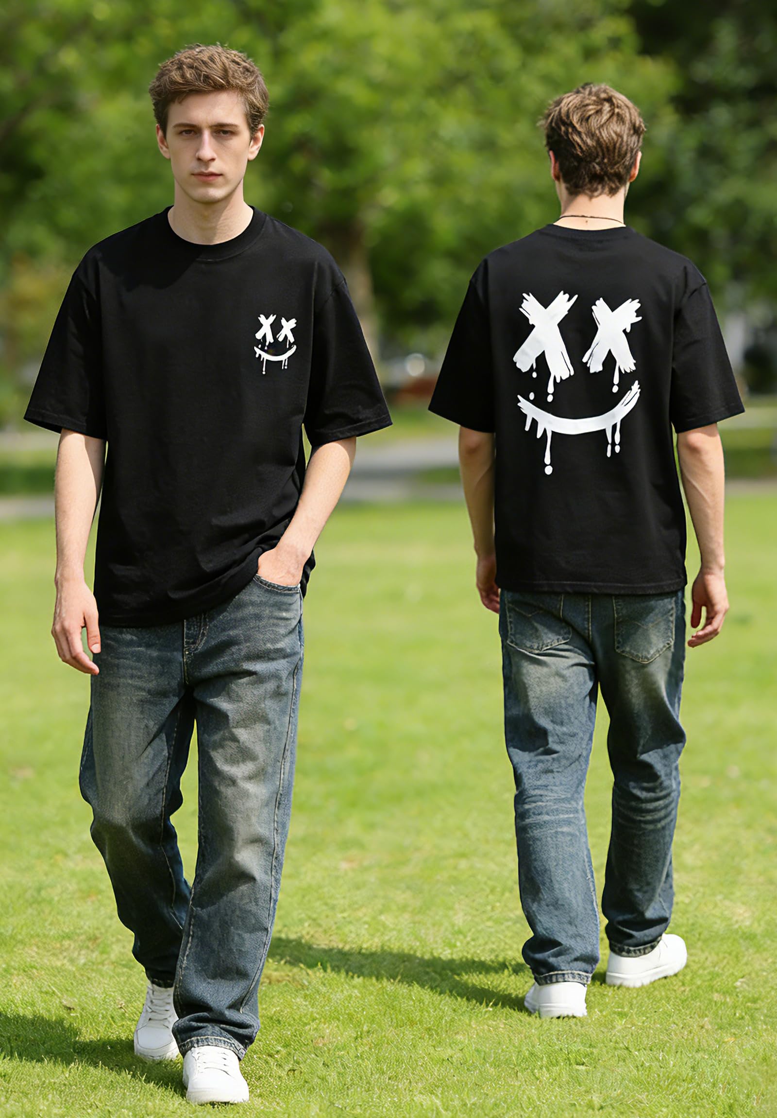 3er-Pack Baumwoll Freizeit T-Shirts mit Rundhals für Herren | Graphic Hemd Kurzarm Sommer T-Shirt im Minimalistischen Mode Oberteil Set Lässiges Kurzarm T-Shirt Multipack mit Aufdruck
