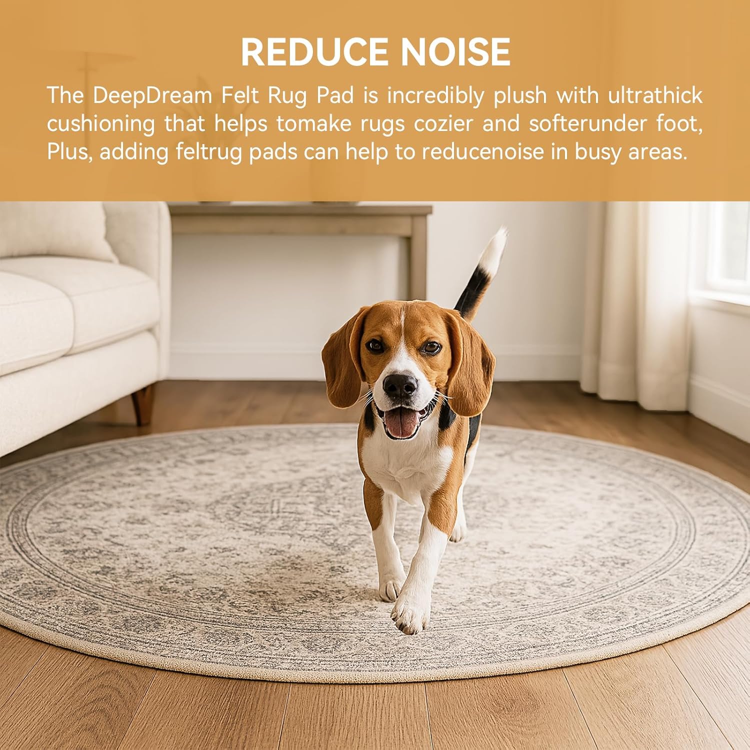 Deep Dream Dual Surface 5' Round Rug Pad, Waterproof 1/4" Thick Felt + Rubber Backing, Non Slip Round Carpet Gripper for Area Rugs, Protective Cushioned Pads for All Floors