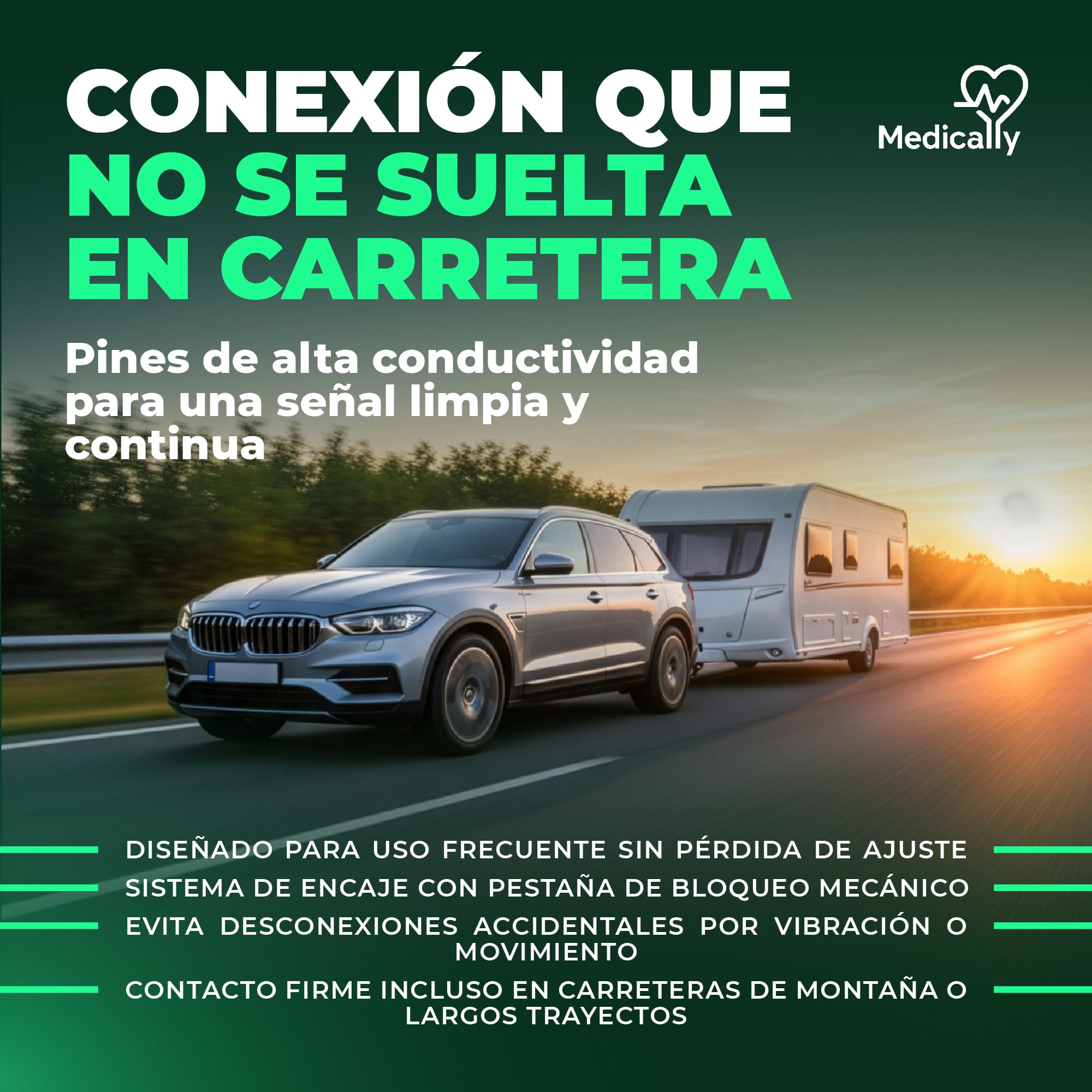 Medicaly Enganche Remolque - Adaptador de Remolque 13 a 7 Pines - Convertidor Enchufe Caravana a Coche - Adaptador Eléctrico Universal para Remolque, Caravana - Conexión Segura e Impermeable. - 4