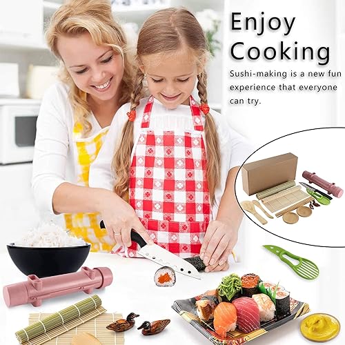 Miniatura 5 de Thanice Kit de fabricación de sushi, sushi que contiene sushi bazuca  rodillo de sushi, alfombrilla de sushi, palillos, espátula, esparcidor,