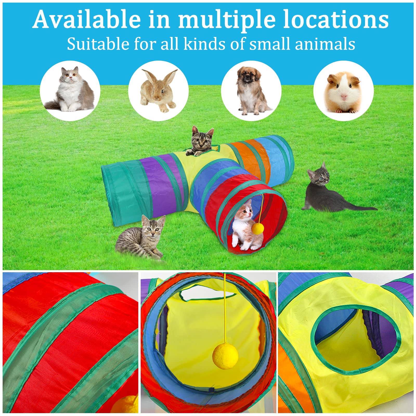 Juguetes para Gatos - Set 33pcs Interactivo Con Túnel, Ratones, Hierba Gatera, Varita de Plumas, Peces, Bolas y Campanas