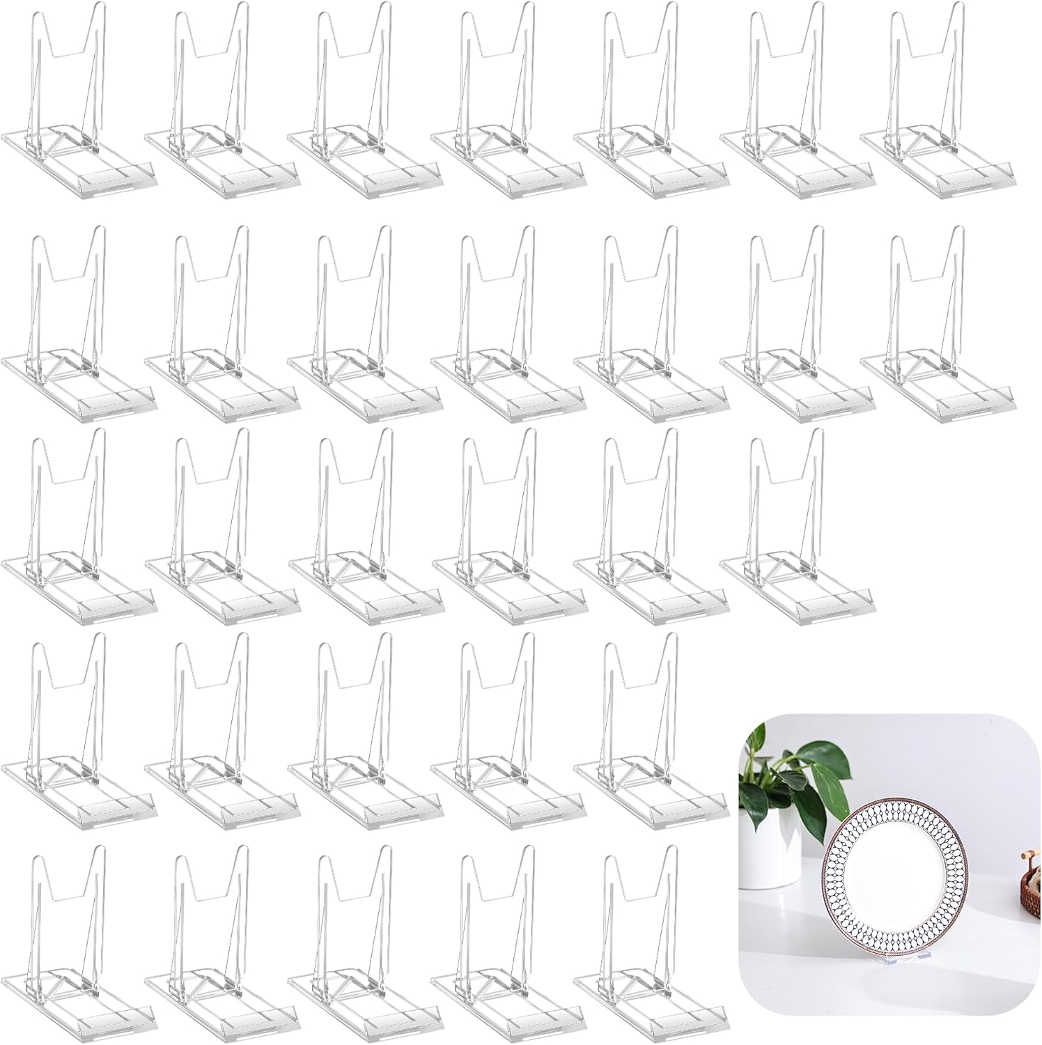 30 Pack Acrylic Book Display Stand - Adjustable Clear Easel Holder Display Collector Stand for Comic Books, CD DVD, Plates, Magazines, Postcard, Artworks, Collectibles & Home Office Decor