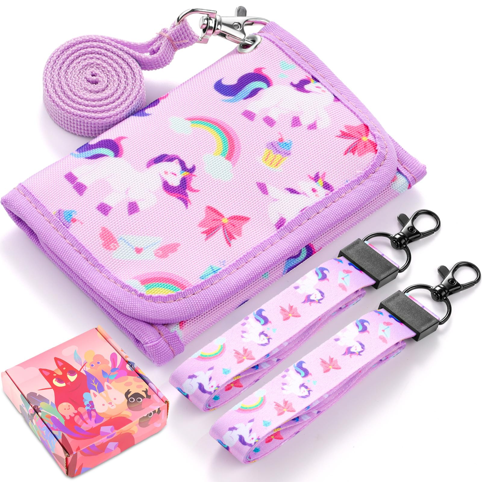 Vipdeal Unicorn Kids Wallet for Girls, Wallet for Little Young Girls 4-6 4-8 5-7 6-8 8-10 Ages Cute Small Toddler Wallet with Lanyard Christmas Gift,