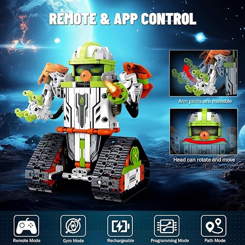 Miniatura 6 de Kit de construcción de robot STEM con control remoto para niños de 6 a 13 años, juguetes técnicos robóticos de codificación, regalos de cumpleaños