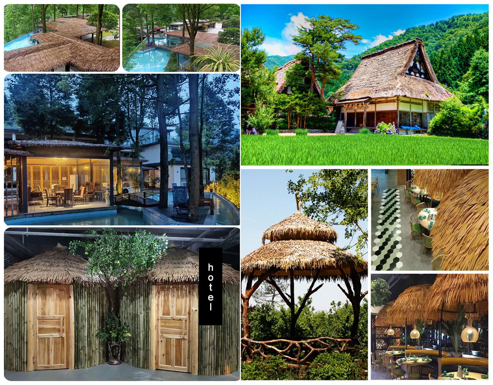 Sztuczna palma Strzecha Tiki Dach Ognioodporny Materiał Syntetyczny do Tiki Bar Parasol Pokrywa Dekoracja pawilonu ogrodowego (rozmiar: 0,5 x 8 m/1,6 x 26 stóp Kolor: Mieszany)