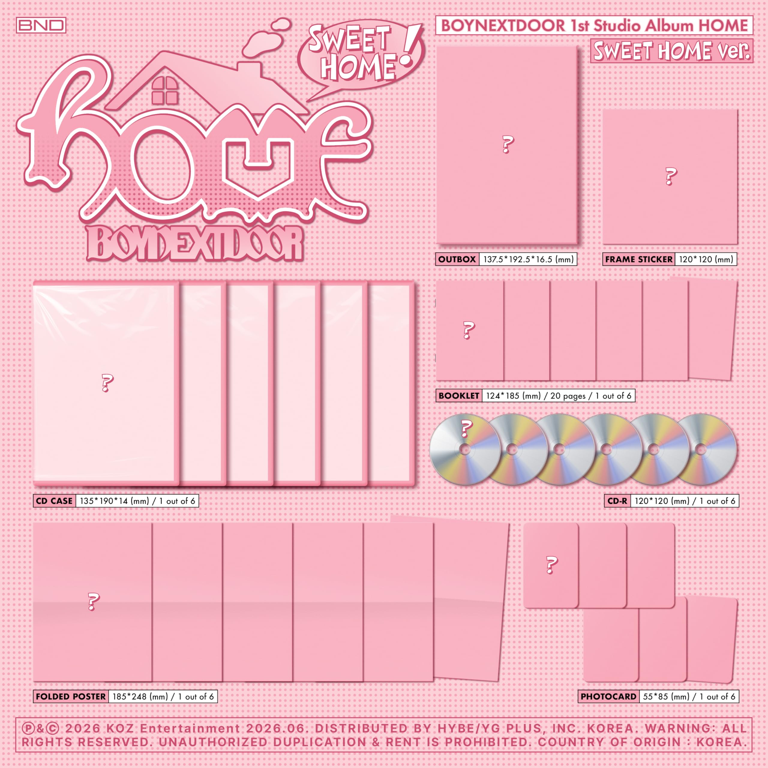 Kpop Merch BOYNEXTDOOR 1st Studio Album HOME SWEET HOME ver 6types