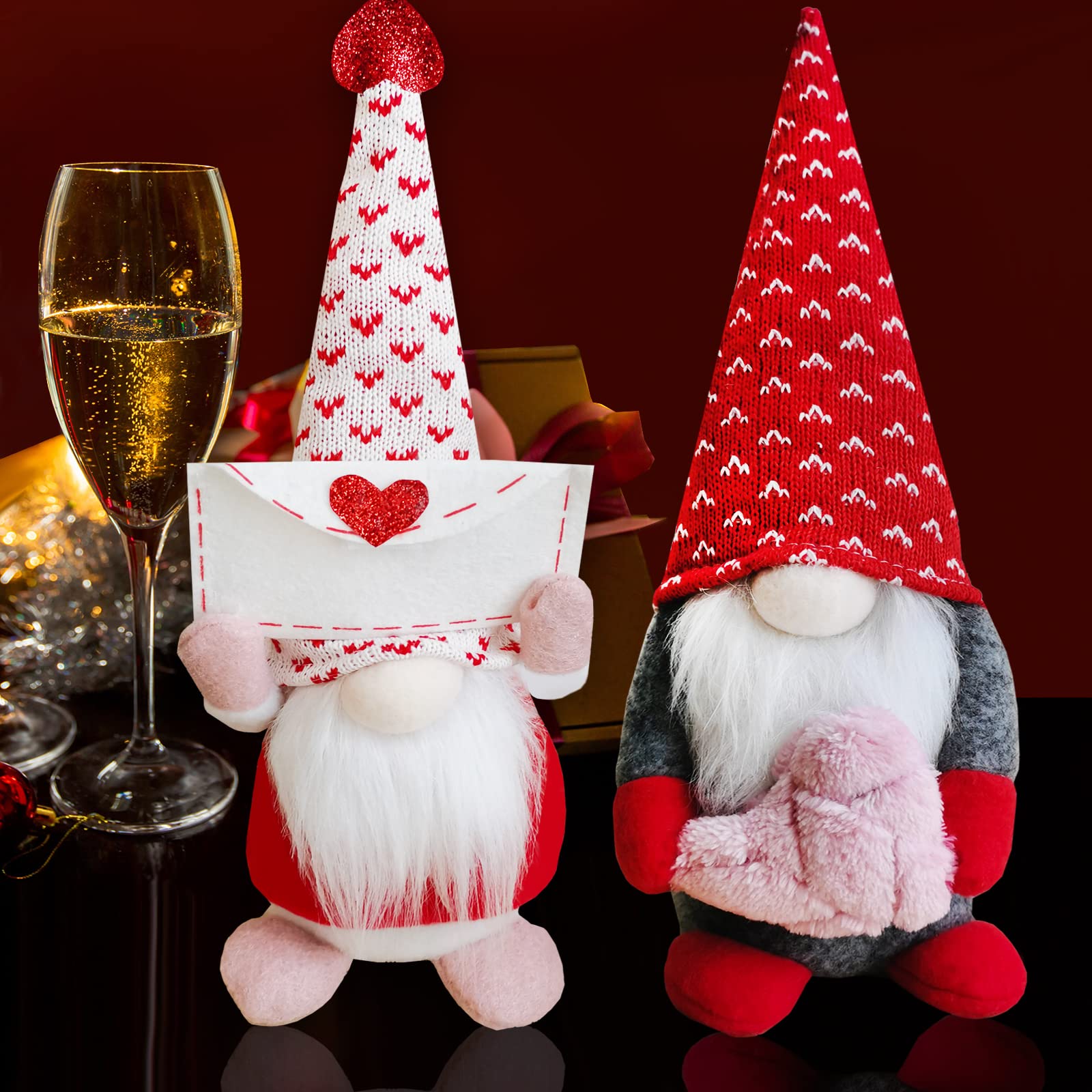 Tieumioe Gnomes Decorations for Home, 2PCS Plush Mr&Mrs Gnomes Decor Date Party Supplies, Stuffed Doll Ornaments for Love Anniversaries Graduation Birthday Gifts Wedding Decorations