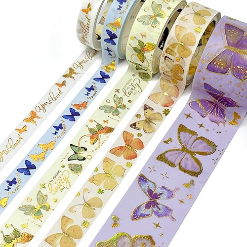 Miniatura 4 de allydrew Juego de caja decorativa de cinta washi de lámina dorada para artes y manualidades, álbumes de recortes, papelería, diario (10 rollos),