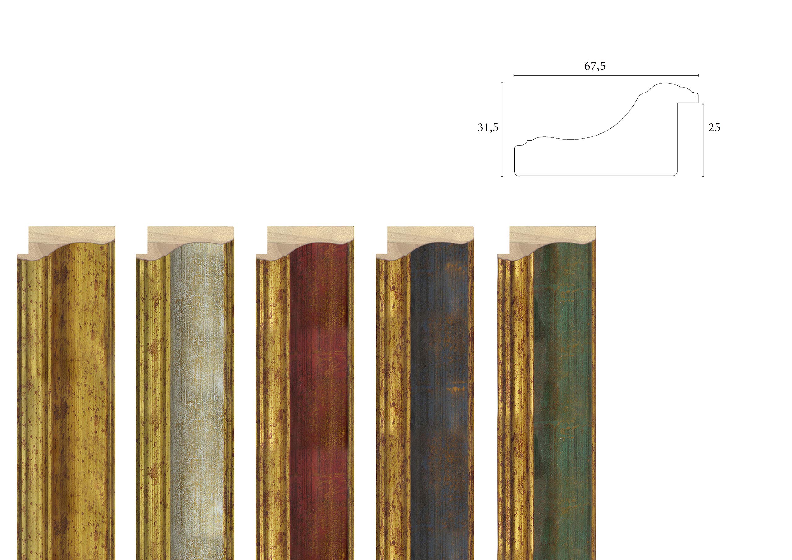 Wallazz Cornice Portafoto in Legno Pregiato - Made in Italy - Cornice per tela - Disponibile in diverse varianti - Design Italiano e Qualità Artigianale, 50x70cm Oro