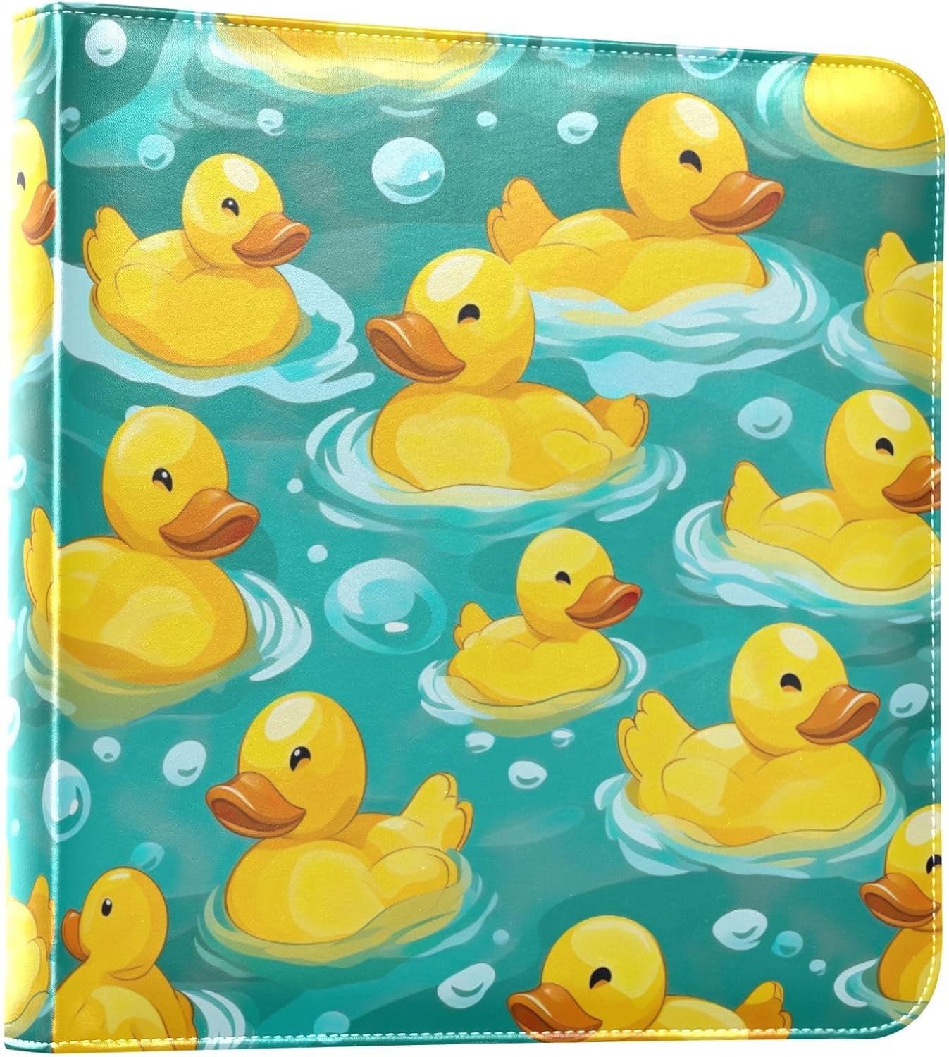 Cute Cartoon Rubber Ducks PU Leather Photo Album for Family Self Adhesive DIY Scrapbook Album with 8x10 Inches 40 Pages 3 Ring Memory Book for Couple Anniversary Wedding Travel