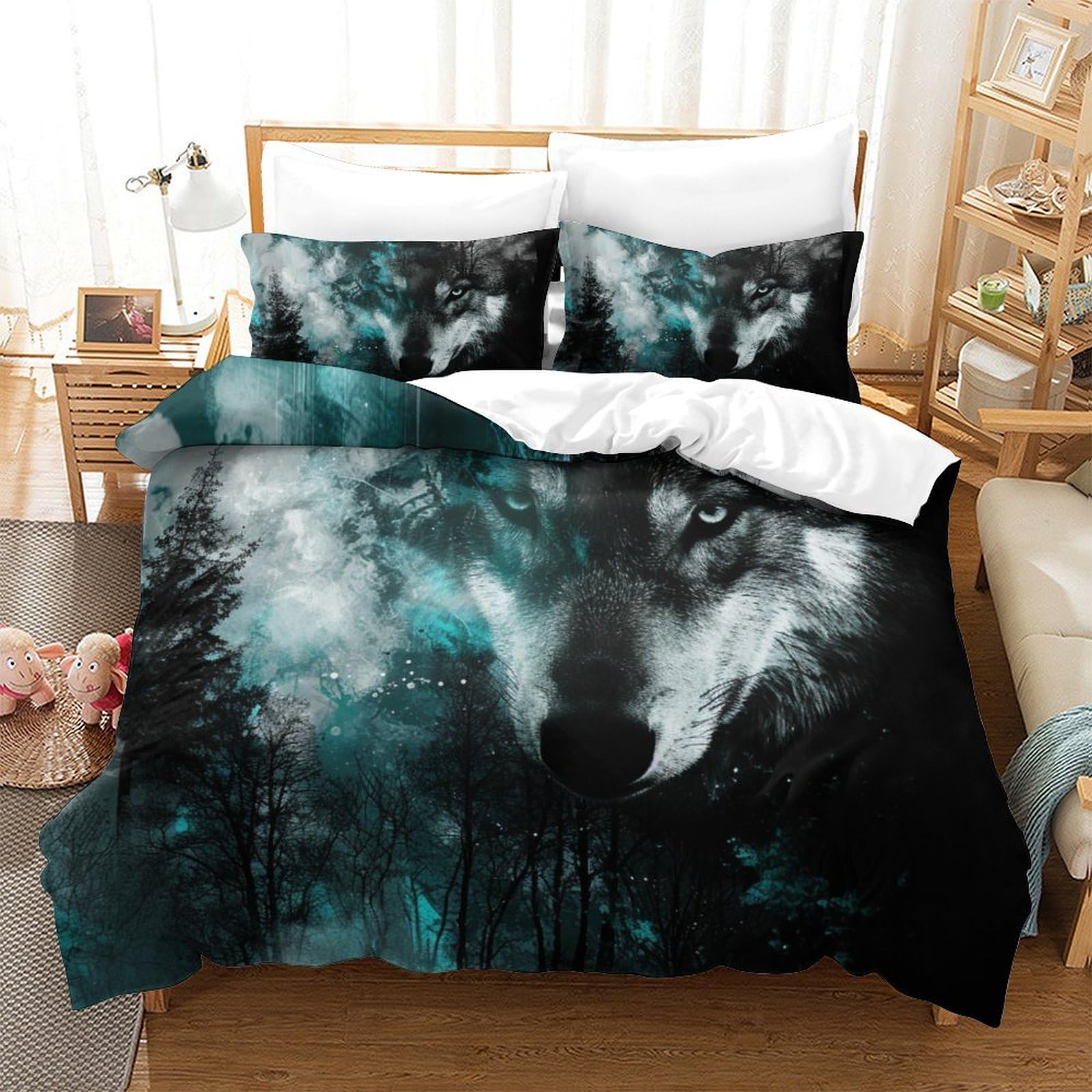 Housse de couette loup au clair de lune pour transformer la chambre des ados et enfants