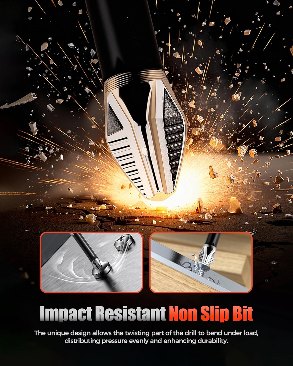K5 Impact Resistant Non Slip Bit, 12-in-1 High Magnetic Screwdriver Drill Bit Set, Ph2 Long Impact Driver Bit Set 150mm 120mm 100mm 75mm 65mm 50mm Compatible with a Wide Range of Tools (Silver)