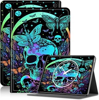 Case for Amazon Kindle Fire Max 11 Case 13th Generation, 2023 Release 11", Slim PU Leather Adjustable Stand Fire 11 Max Case with Auto Wake/Sleep for Kindle Fire Max 11 Case, Blue Skull Moon