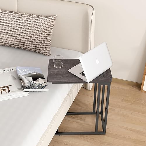 Miniatura 7 de Yusong - Mesa auxiliar en forma de C - Se desliza debajo del sofá, cama, mesa pequeña para espacios pequeños, delgada sobre la cama, mesa para café