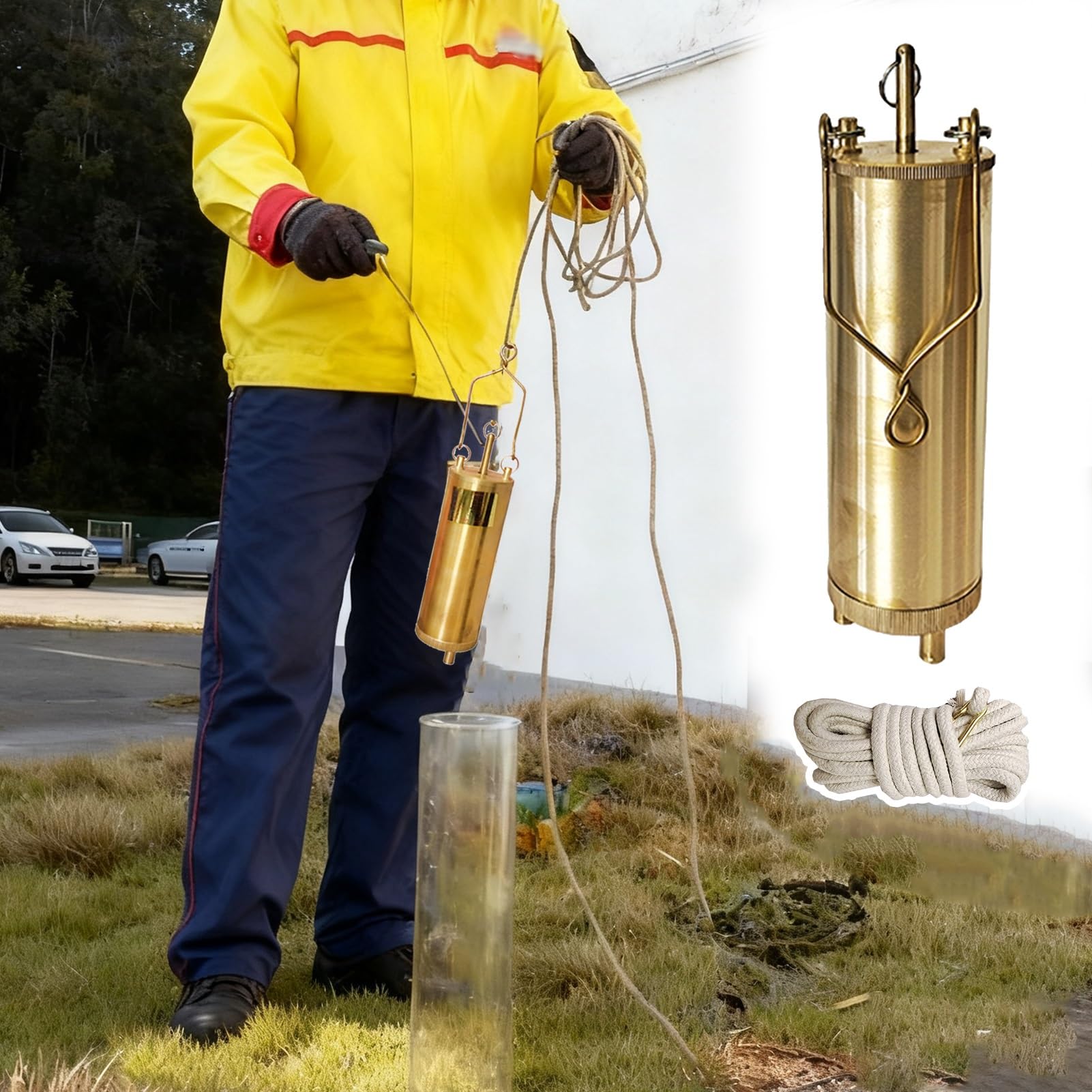 Échantillonneur de pétrole profond en cuivre de 500 ml avec corde de 50 m
