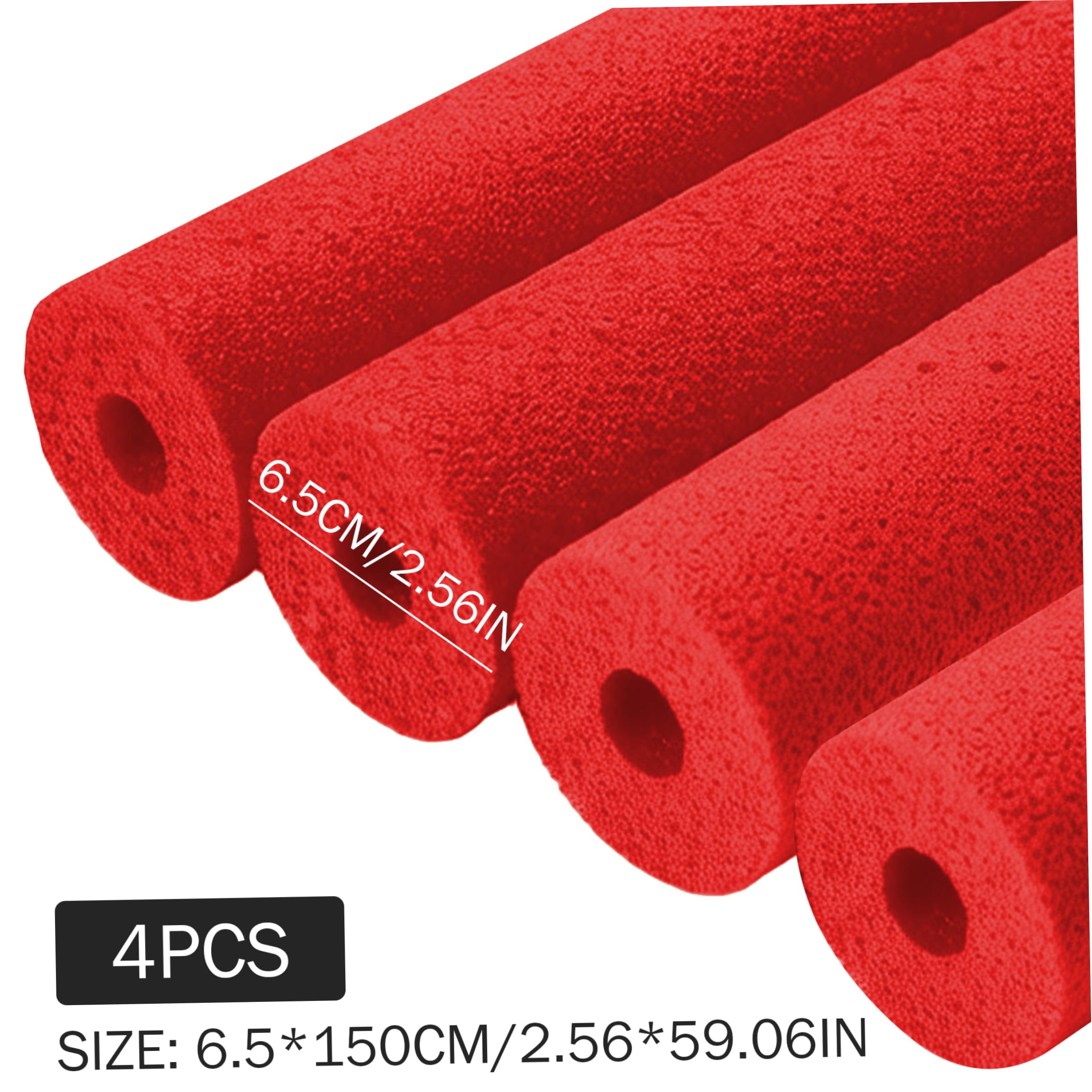 Noodles in schiuma per piscina, confezione da 4 Noodles in schiuma per piscina, 59 pollici sfusi cavi, tubi multiuso, rosso