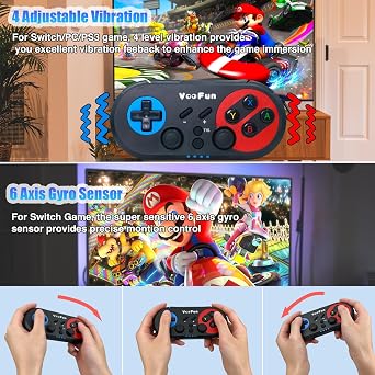 VooFun Switch Controller PC Controller Bluetooth Wireless Controller für Switch/Lite/OLED Windows PC PS3 mit 6 Achsen Gyro Sensor Dual Vibration Turbo Funktion Wake-up Switch Console