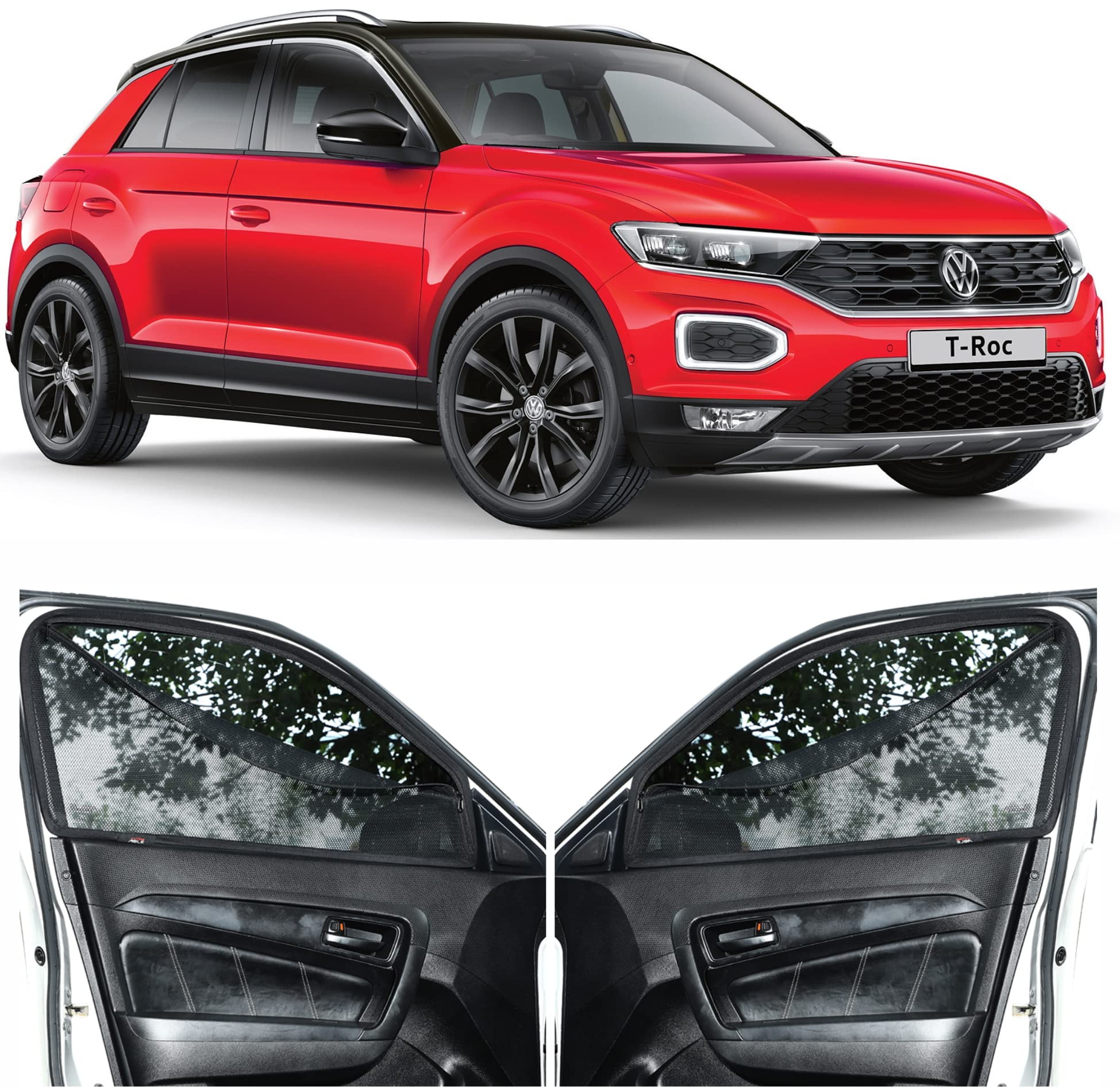 Able Sporty Car Magnetic Sun Shade Curtains with Zipper for Volkswagen T-ROC Set of 4 Pcs