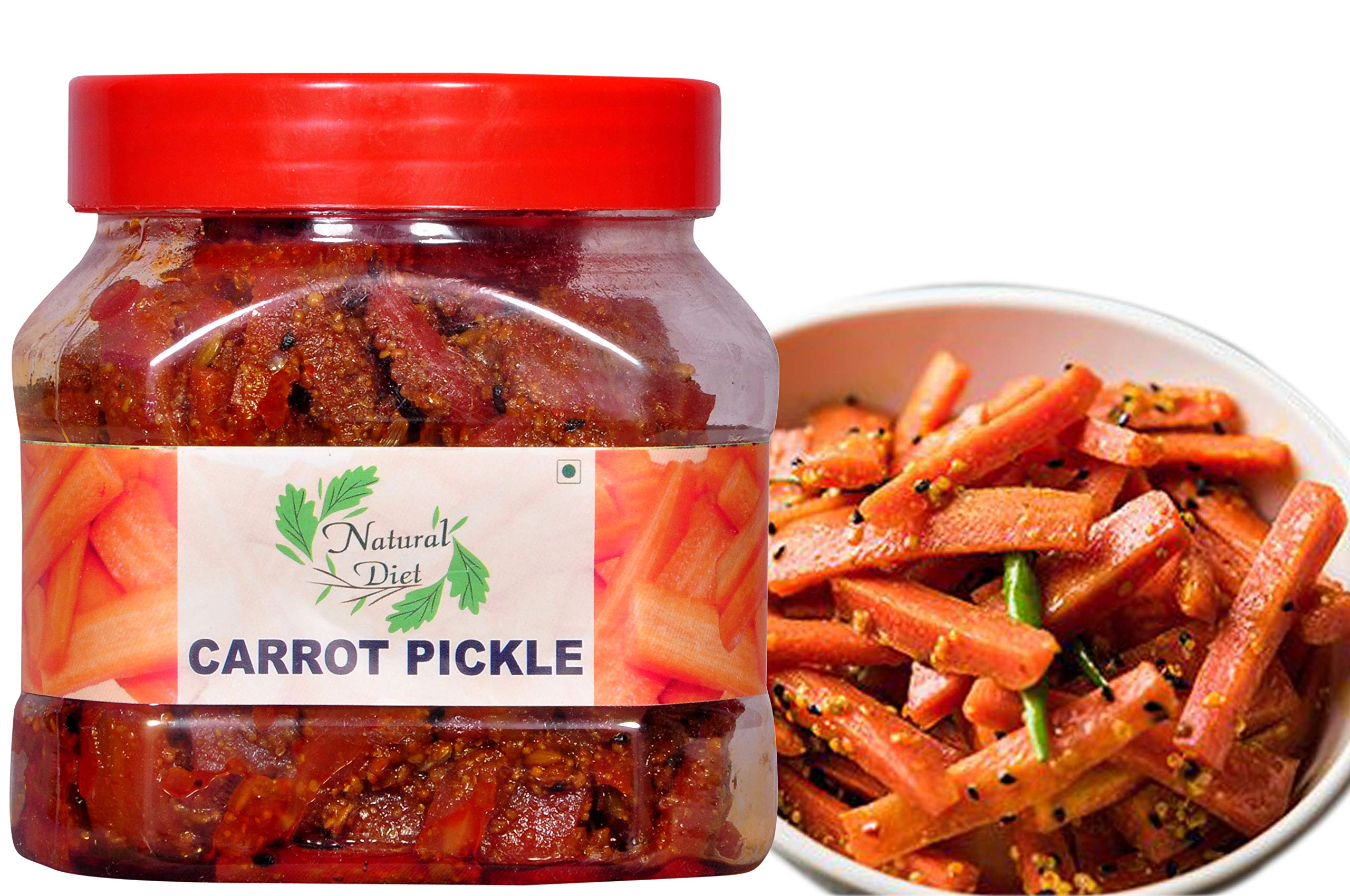 Natural Diet Mother-Made Sweet & Sour Carrot Pickle Handcrafted with Zero Preservatives, No Artificial Colors & Flavors 400 Gram (You are Being Served Mothers Love)
