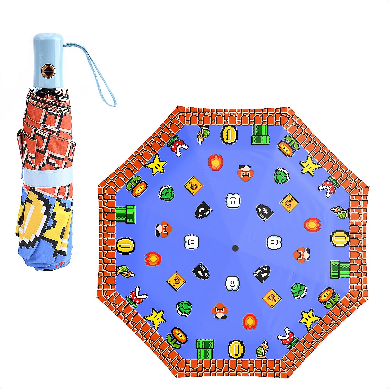 GTOTd Folding Umbrella Windproof Strong Umbrella,One Button Auto Open and Close, High-grade Steel Shaft Travel Umbrella for Rain and Sun