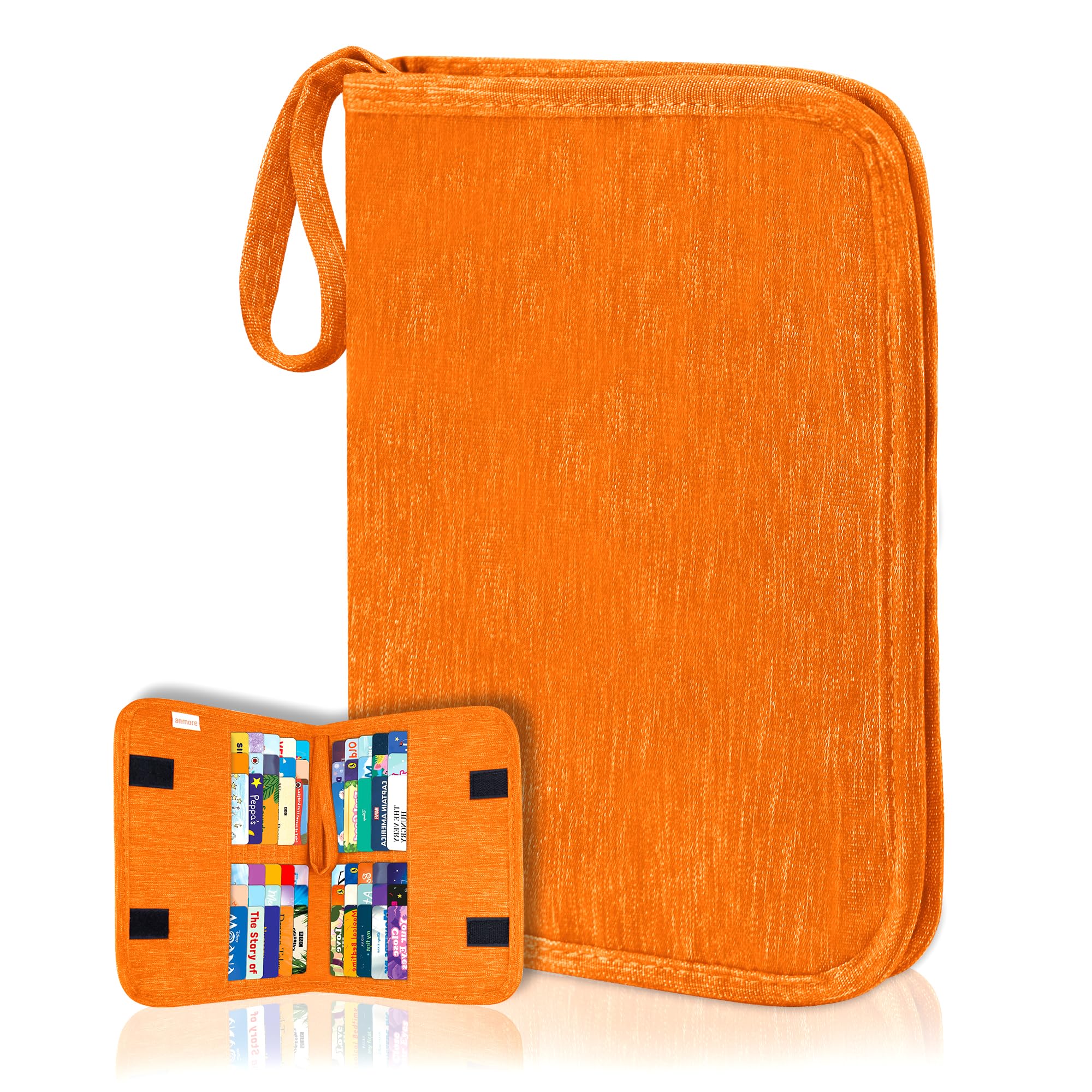 Trading Card Binder Compatible with Yoto Player Cards, 20 Pockets Carrying Cards Album, Storage Organizer Holder for Kids Game Cards, Orange