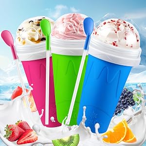 Tgosomt 3Pack Slushie Maker Cup Quick Magic Squeeze Slushy Cup DIY Frozen Smoothies Cups Juice Milk shake Yogurt