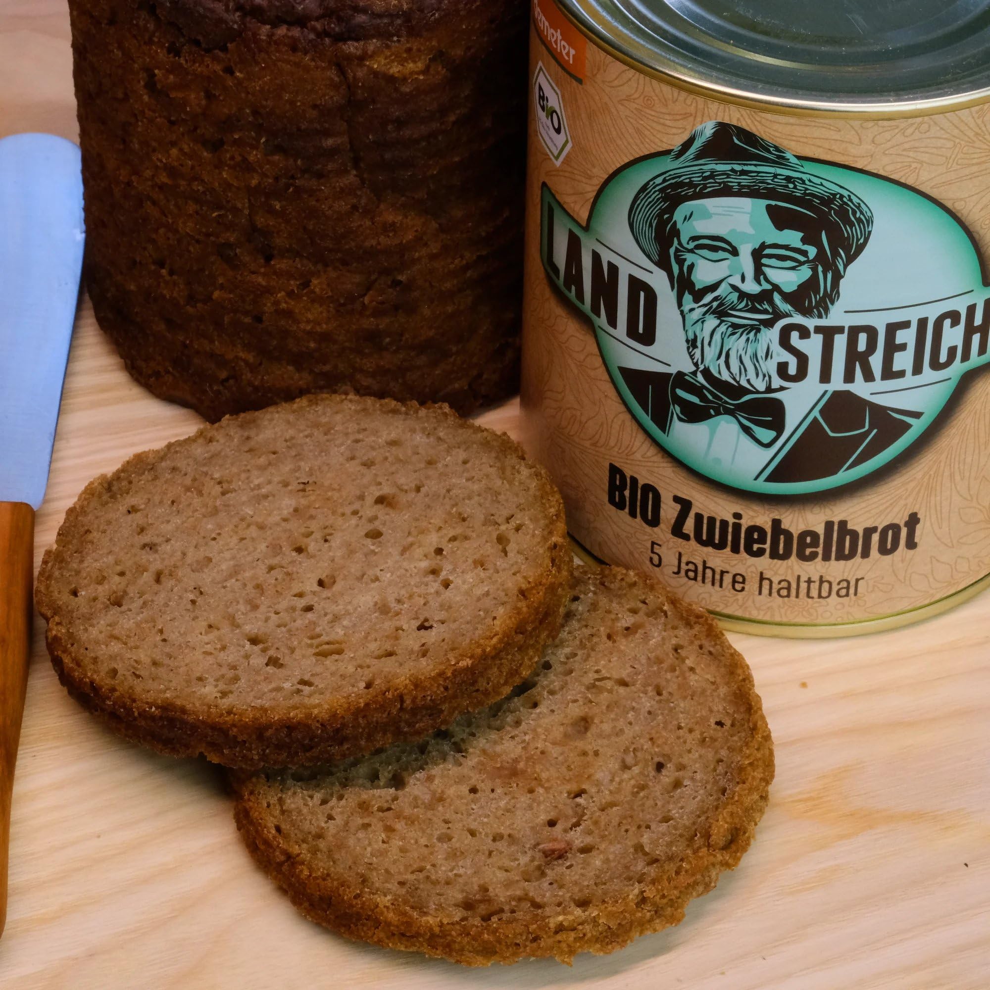 LANDSTREICHER Demeter BIO Dosenbrot, Zwiebelbrot, 5 Jahre haltbar, 6er Pack (2.400g)
