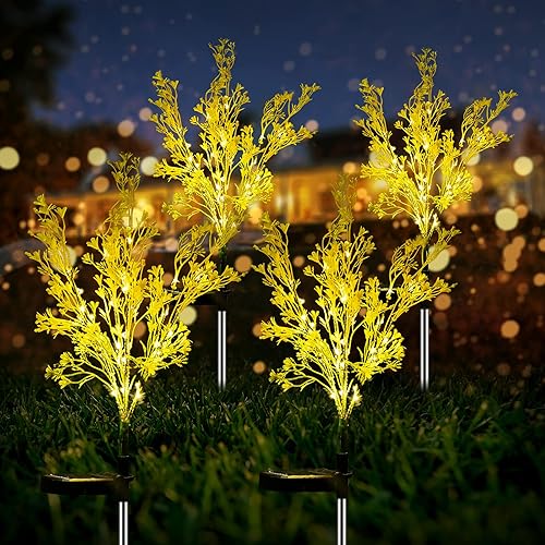 Miniatura 2 de Neporal Paquete de 2 luces solares de flores de Cole y 2 luces solares de fibra óptica, luces solares al aire libre para jardín, patio, decoración