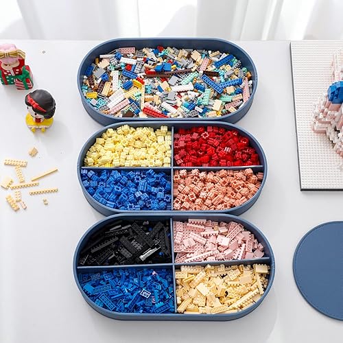 Miniatura 9 de Yesesion Caja organizadora de cables de plástico azul con tapa, estuche apilable para organización de cables con 20 bridas de alambre, bandeja de