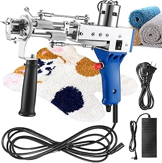 Cut Pile Rug Tufting Gun Loop Tufting Gun 100V-240V Rug Gun Electric Carpet Weaving Flocking Machine Hand Held Punch Tools Embroidery Machine (Blue)