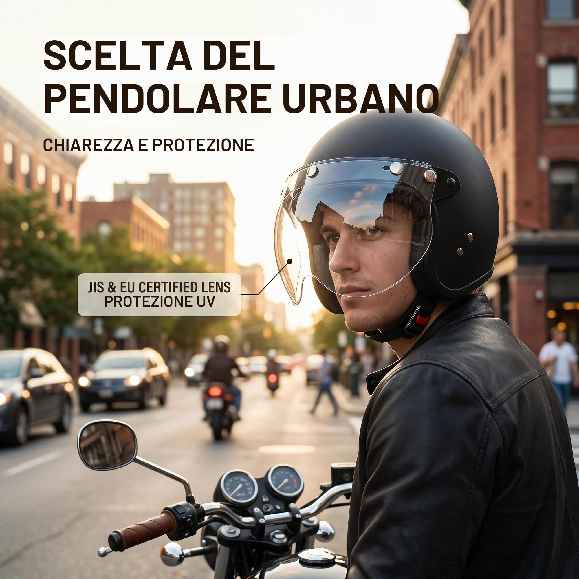 Visiere per Casco da Moto, Visiera per Casco retrò Universale a 3 Scatti Visiera per Casco Mezzo Viso Antivento