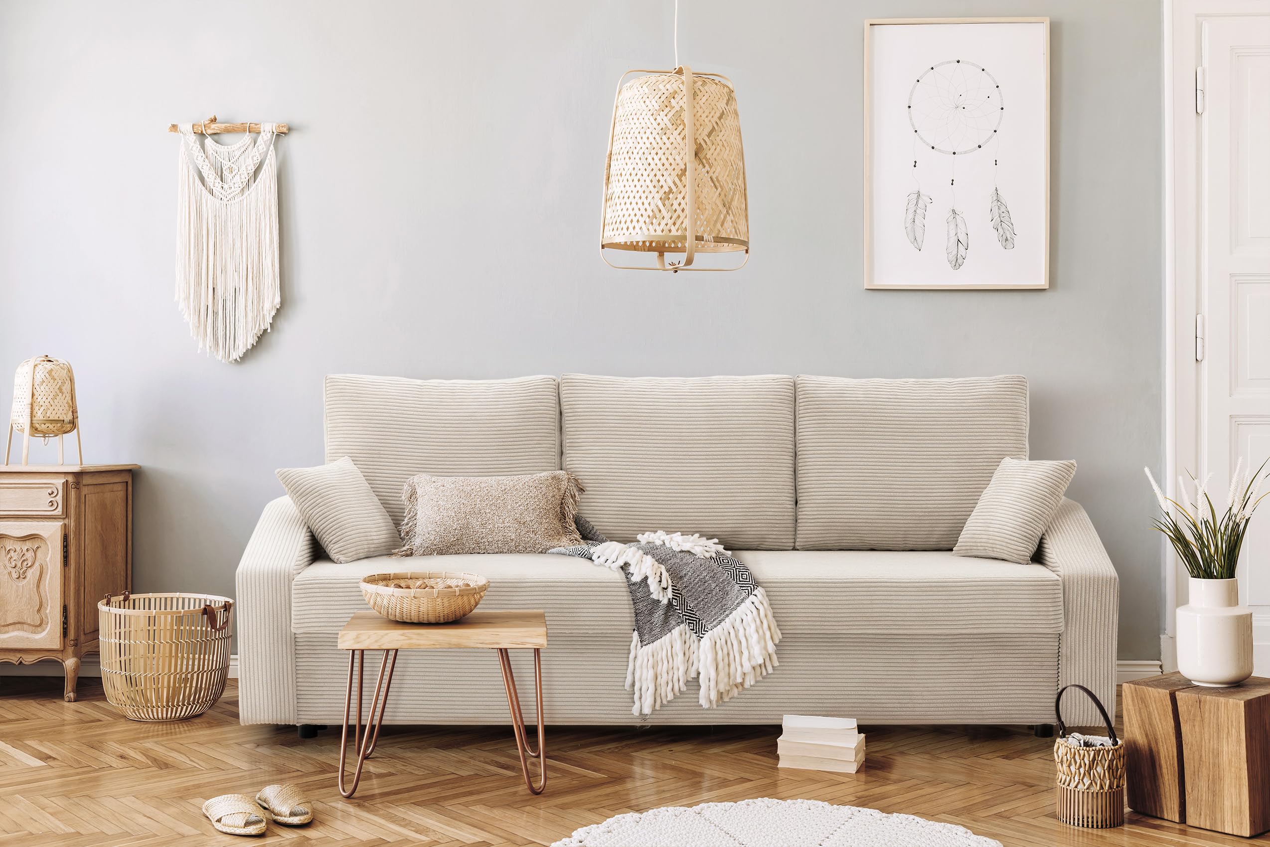 Couch Dorma mit schlaffunktion, einfacher Aufbau, modernes Design, polstermöbel. Schlafcouch zum Wohnzimmer. Widerstandsfähiges, Minimalistisches Design (POSO 100)