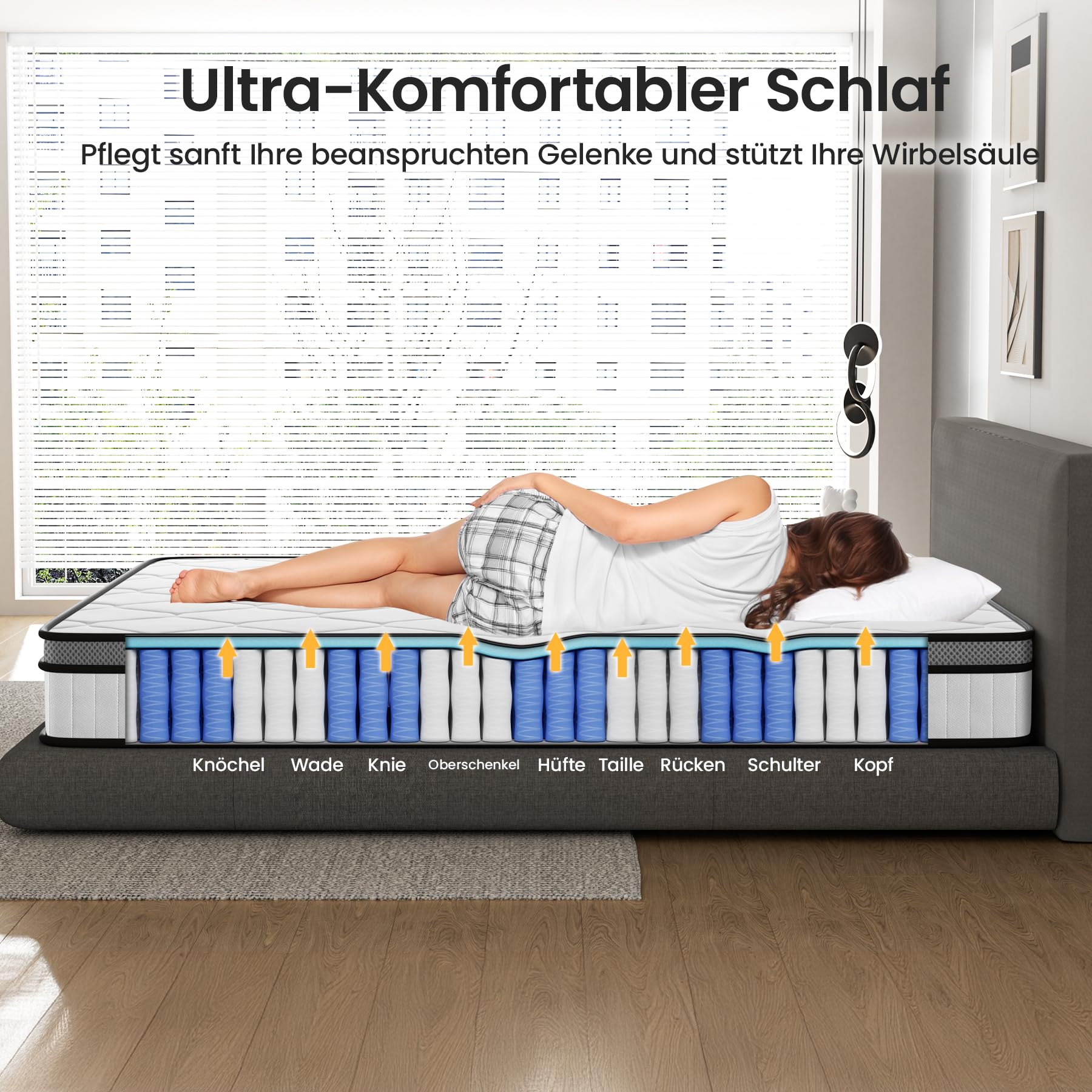 BedStory Matratze 160x200cm,Federkernmatratze H3 Höhe 20cm Taschenfederkernmatratze Mittelfeste Orthopädischem,Öko-Tex Zertifiziert, Matratze für Erwachsene