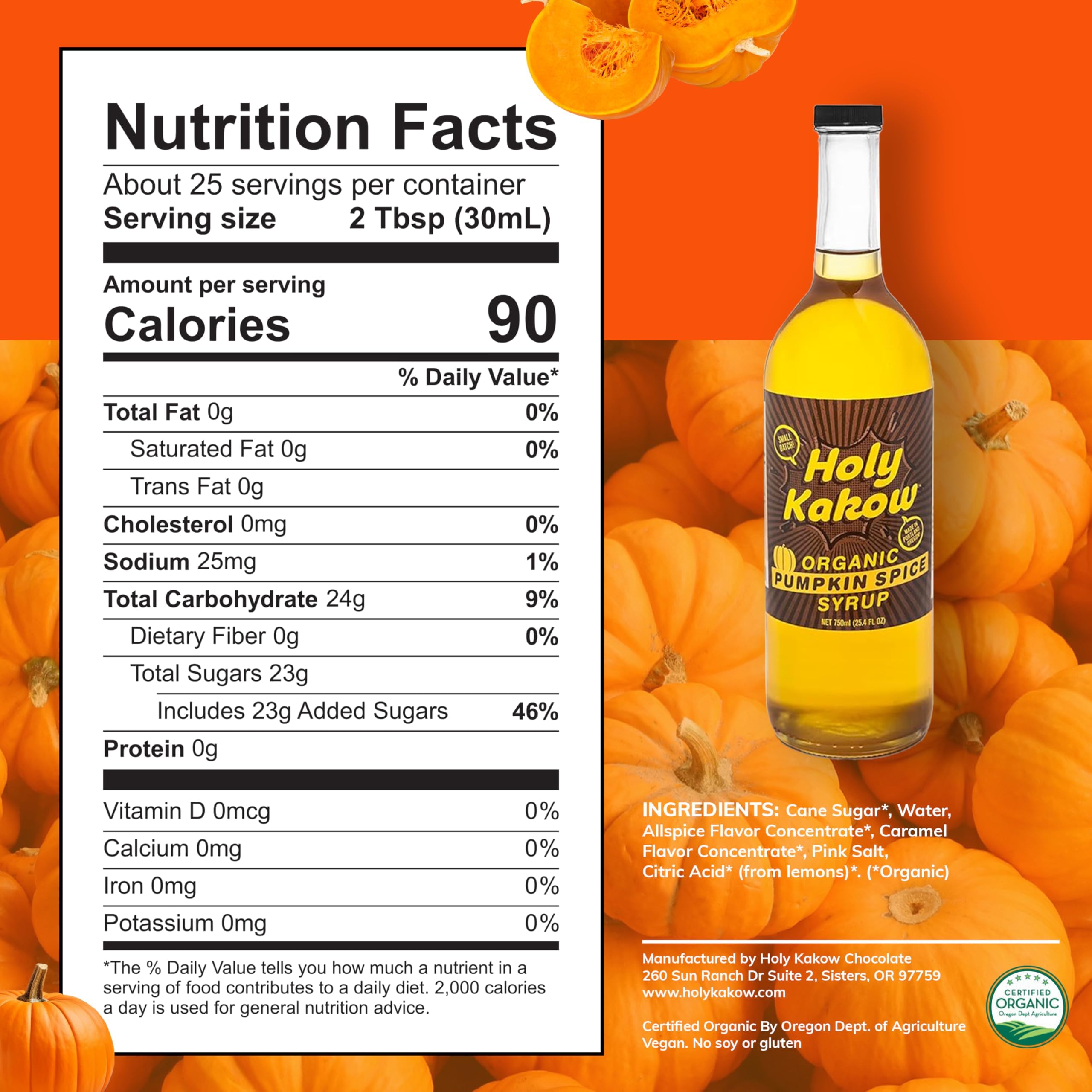 Amazon.com: Holy Kakow Organic Pumpkin Spice Syrup, Vegan and