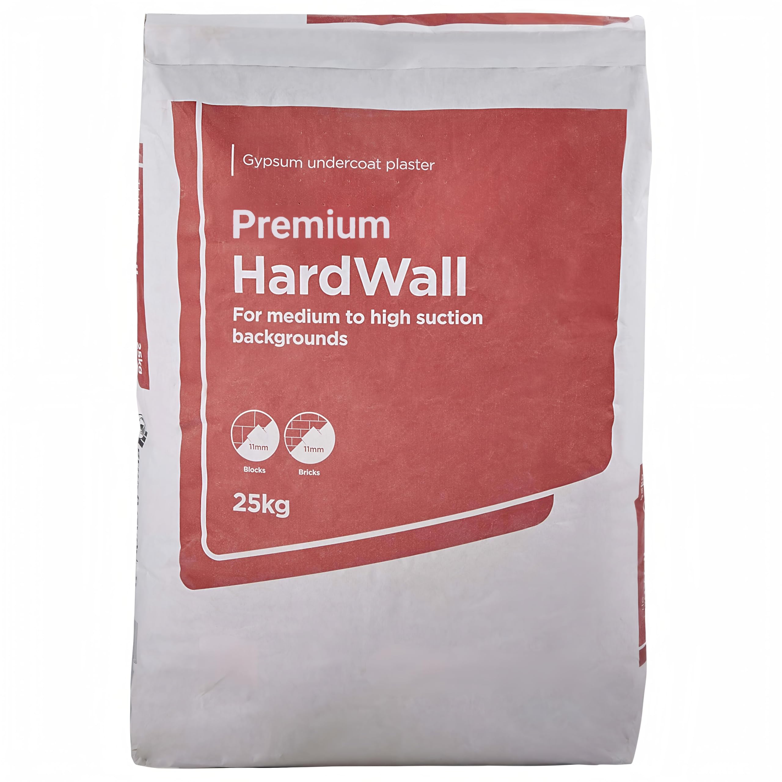 25kg Hardwall Gypsum Undercoat Plaster for Interior Masonry Walls | High Impact Backing Plaster | Just Add Water | Grey/Pink