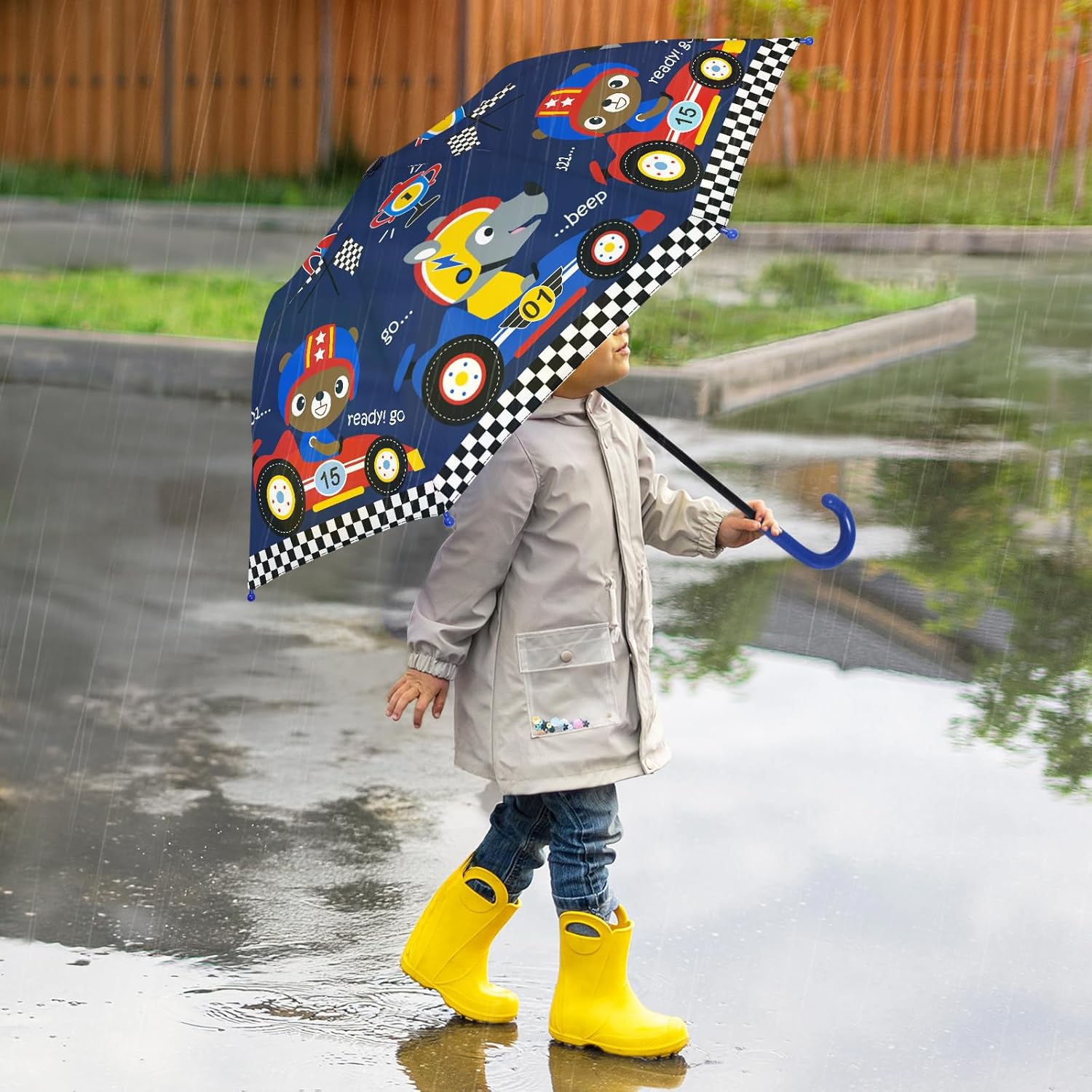 Kids Umbrella, Safety Windproof Umbrella with Easy-Grip Hook Handle for Toddler Girls and Boys - Image 6