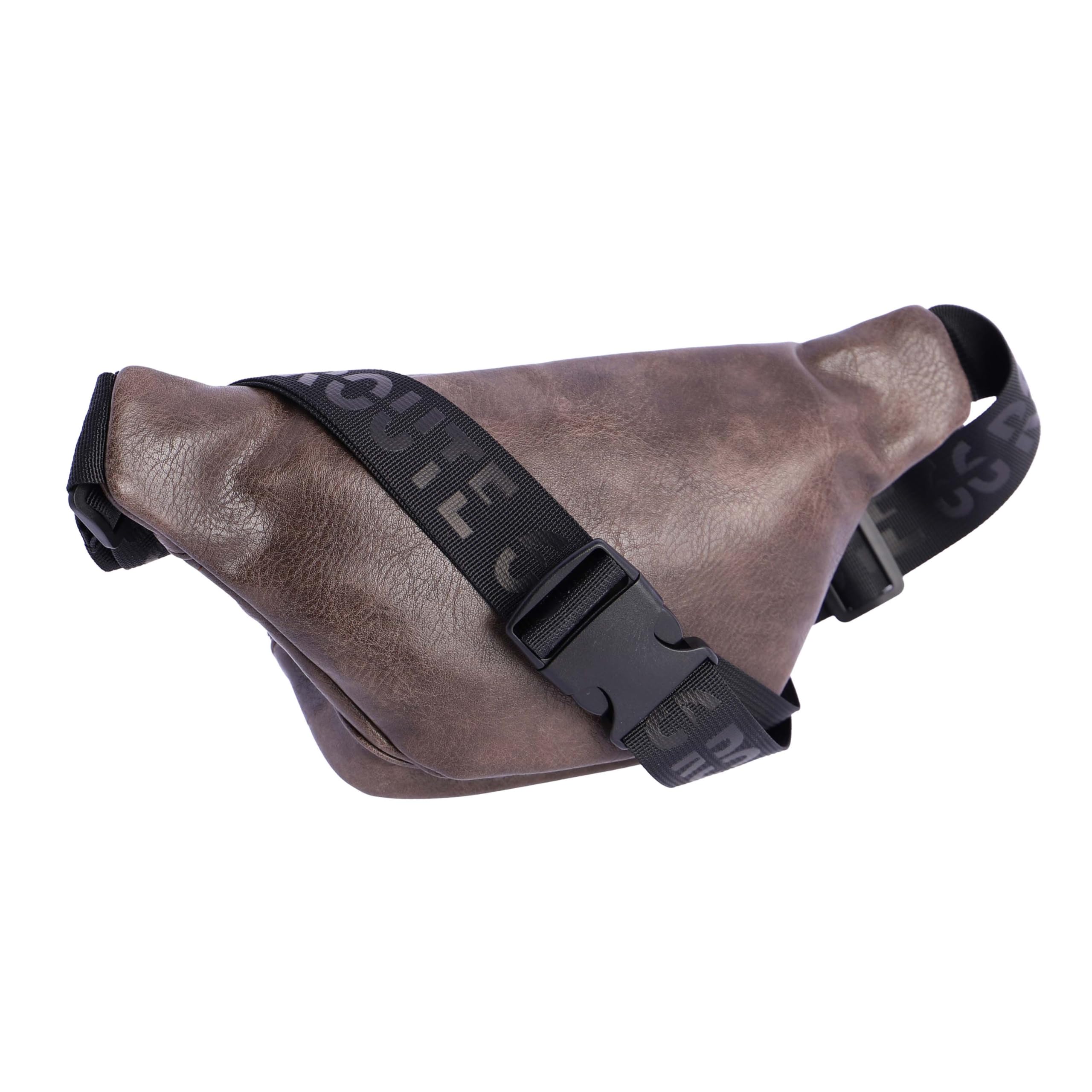 ROUTE 66 Homme Ruben Cuir synthétique-Sac Banane élégant avec 2 Avant, 3 Compartiments avec Fermeture éclair et Poche intérieure zippée