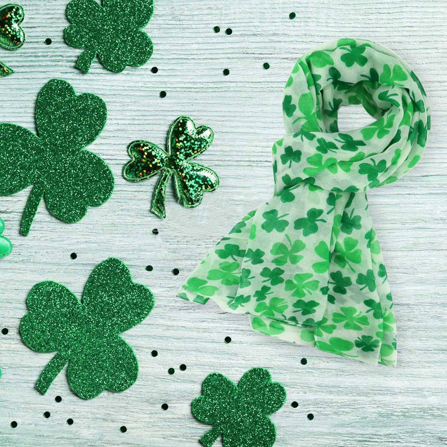 vimate st patricks day scarf women-spring irish shamrock scarves lightweight green scarves long large neck scarfs hijab headscarf (US-Style 55) - Image 3