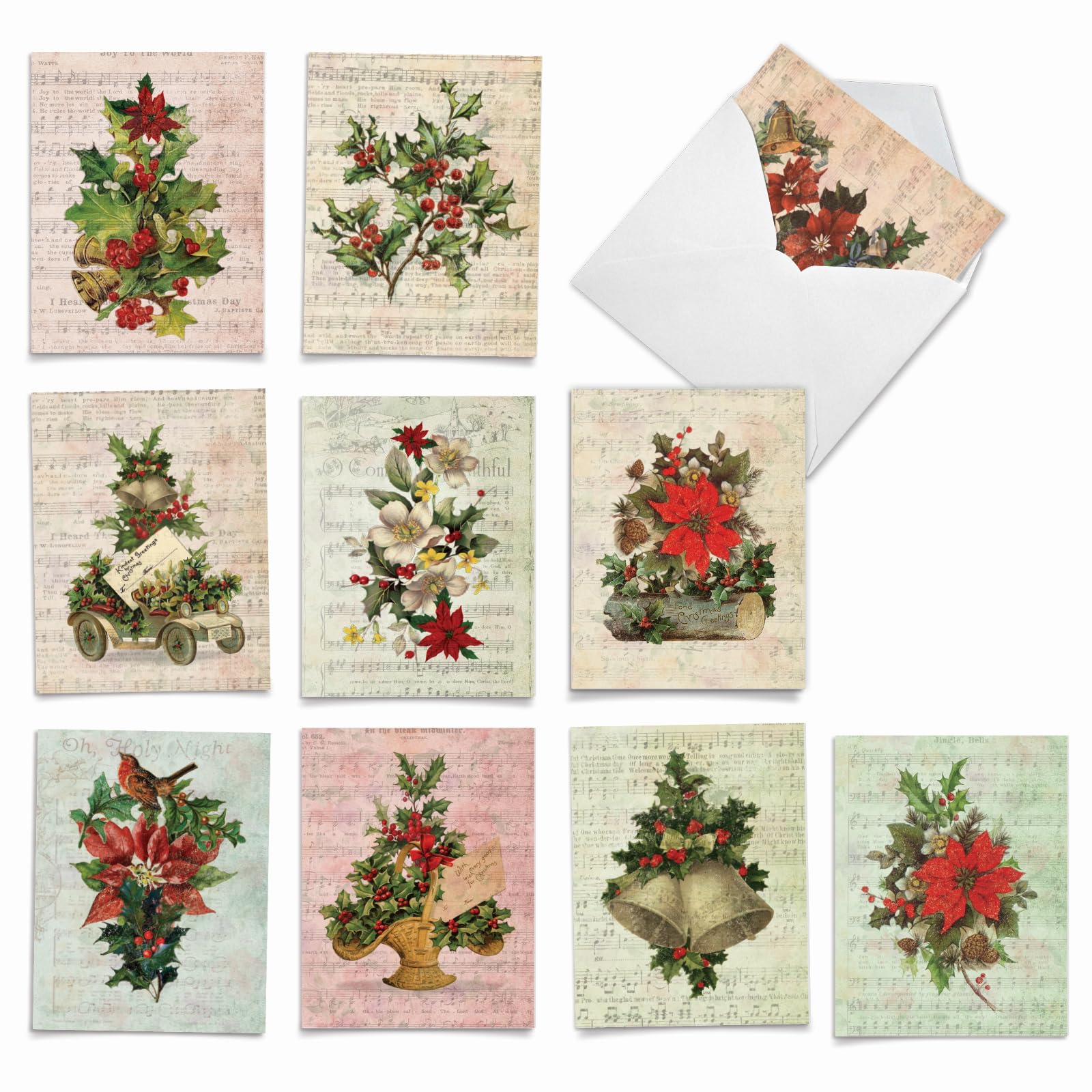 Best Card Co 10 Christmas Boxed Cards Festive Holly Notes M6650XSG