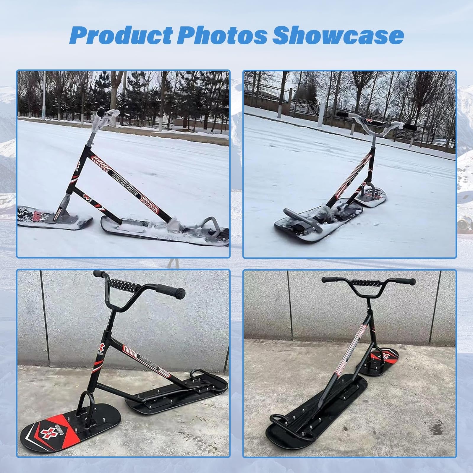 Trottinette Neige Robuste pour Trottinette Parc à Neige Et Pistes Damées, Idéale Sports D’Hiver Extérieur
