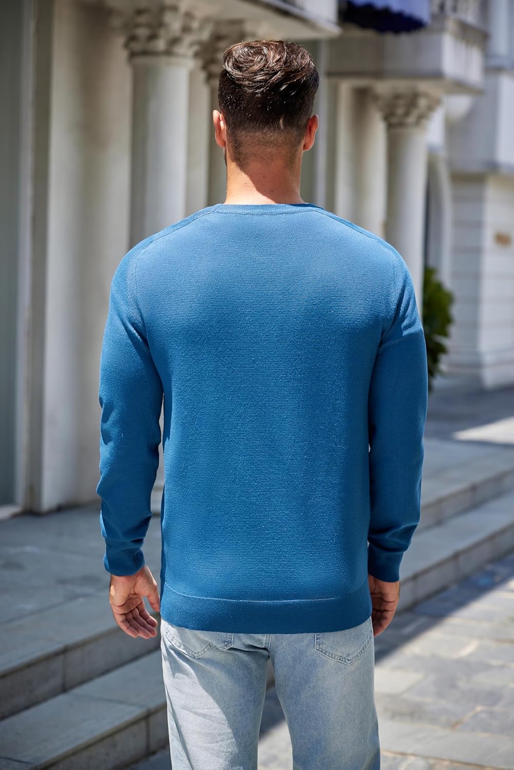 COOFANDY Mens Sweater Crewneck Pullover Long Sleeve Lightweight Sweater Plain Knit Silm Fit - Image 4