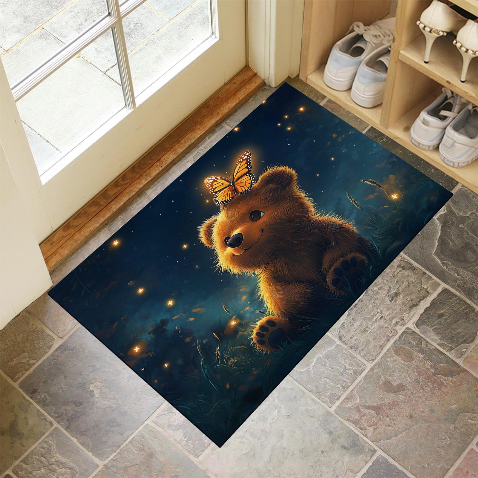 Paillasson extérieur antidérapant 80x120 cm motif ours mignon