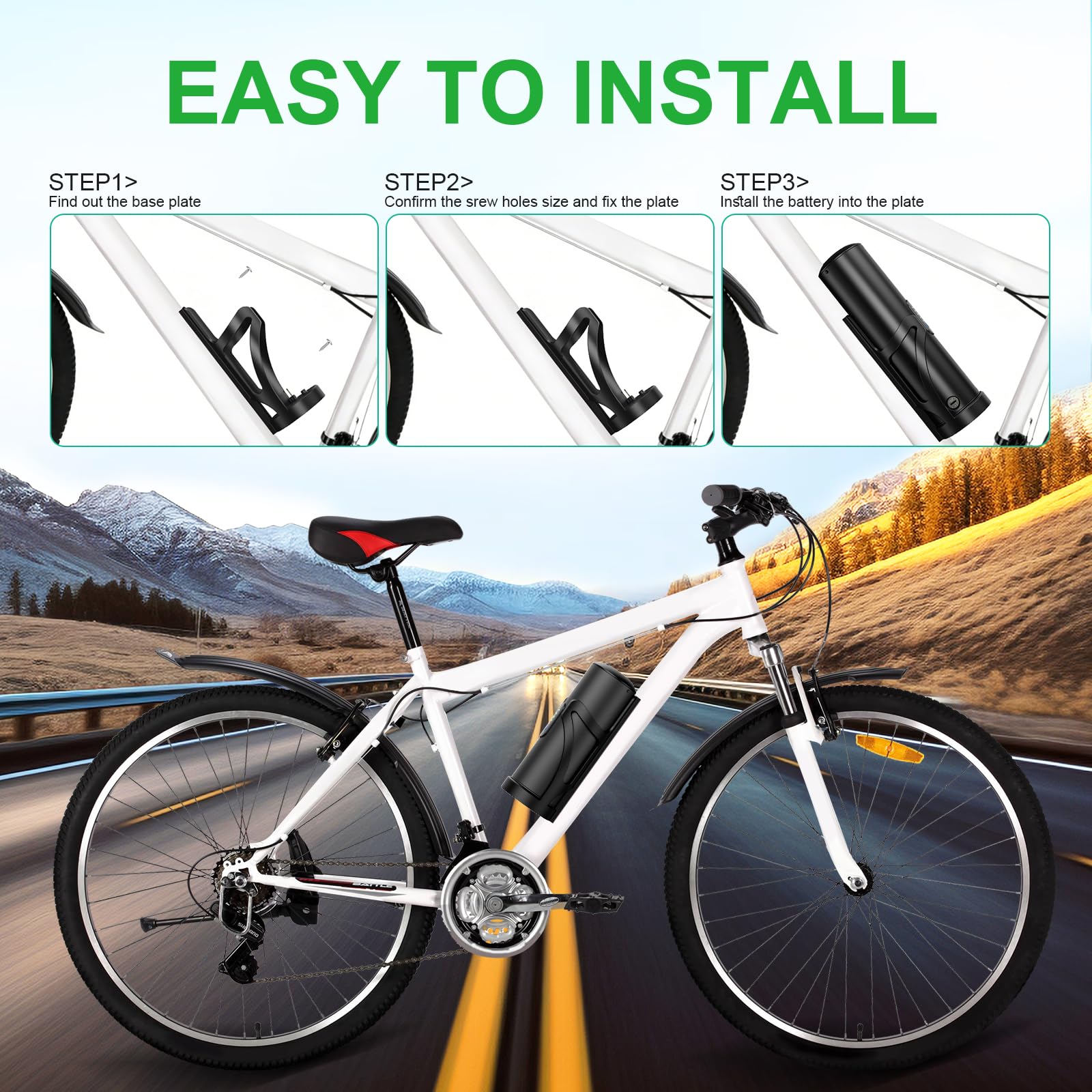 （Samsung35E/LG3500 Cell Flasche E-Bike-Akku 36 V, 250 W, 350 W, 500 W, passend für Vorder- und Hinterrad-Kit mit Bafang-Motor(S001-2/U005)