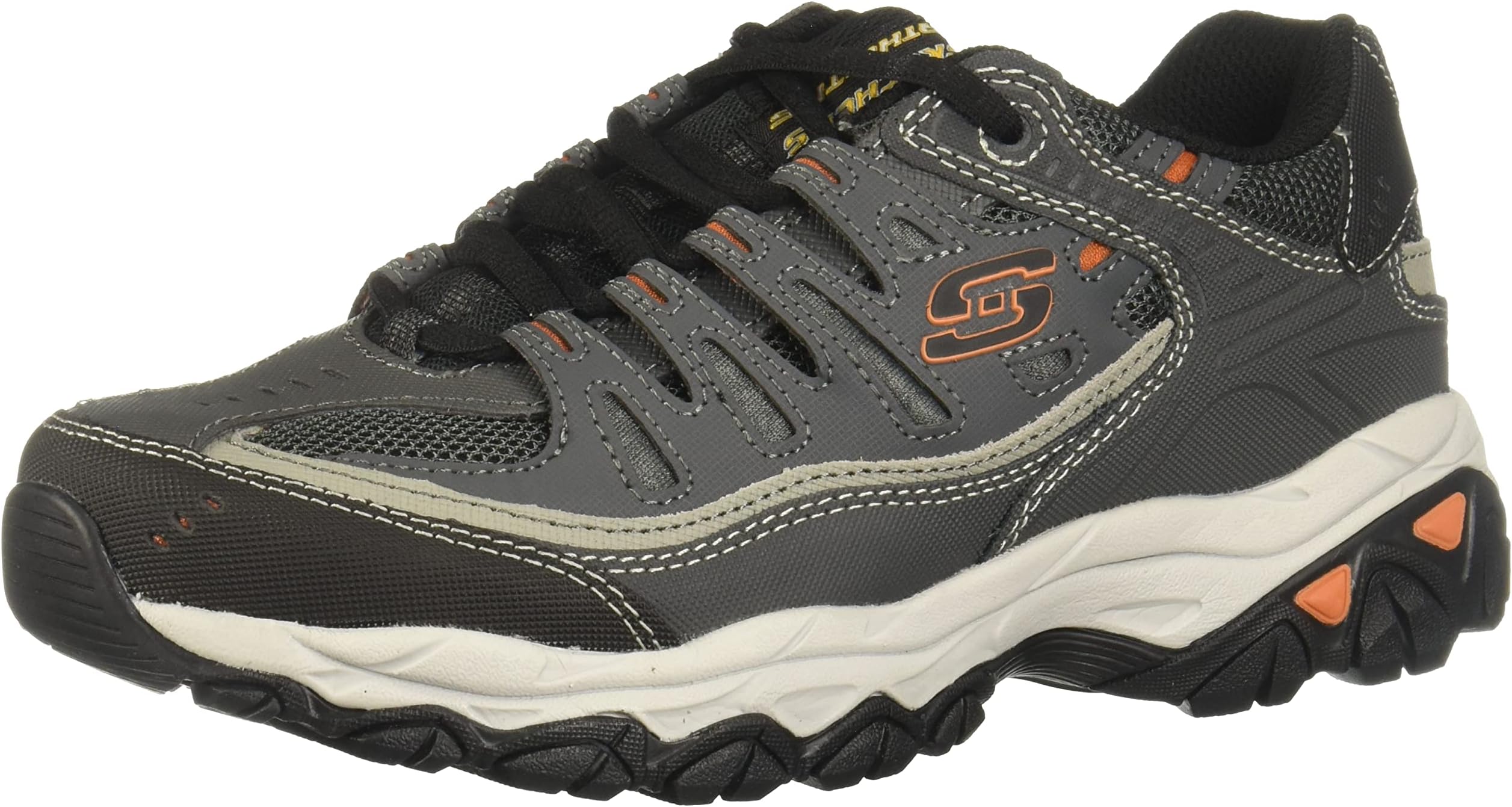 Skechers Men's Afterburn M. Fit Fashion Sneakers – Leather Upper, Memory Foam Insole, Rubber Outsole, Charcoal/Gray, 8.5 X-Wide