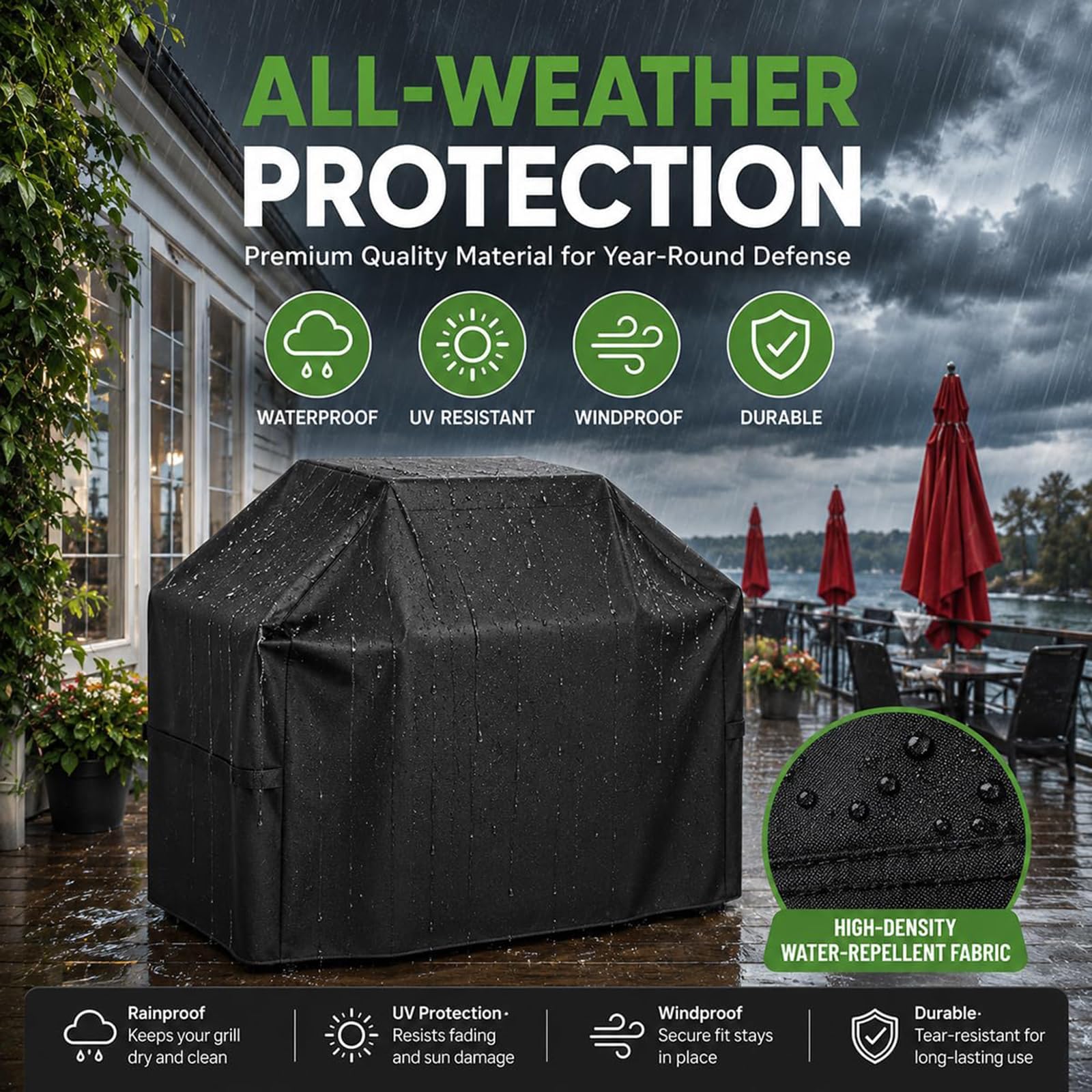 Copertura Barbecue per Burnhard Big Fred Deluxe+ Series 4 2025-2026+ | Impermeabile e Anti-UV, Resistente al Vento, Chiusura con Coulisse, Protezione Tutto l'Anno, Cuciture Rinforzate